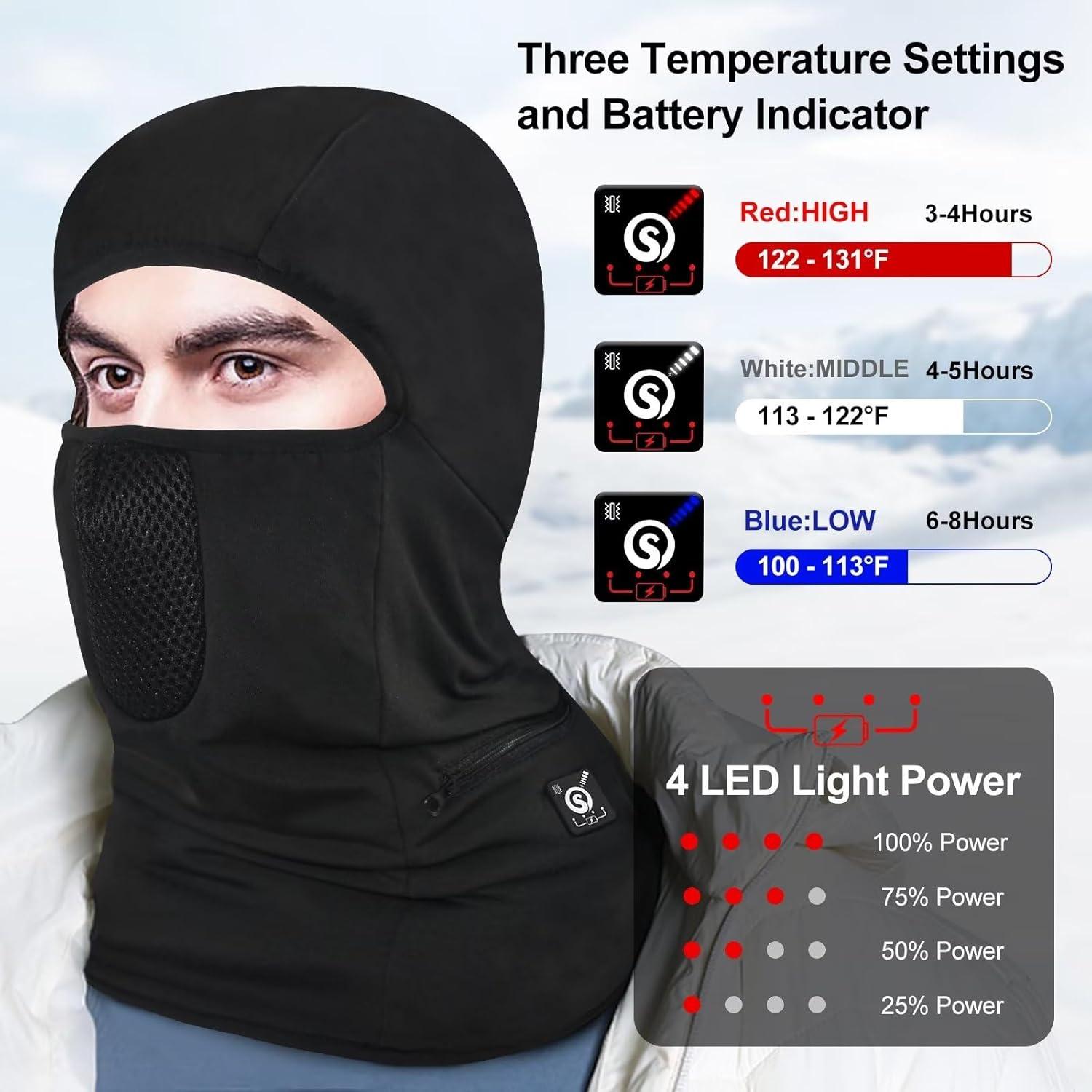 Pasamontañas Calentado Unisex Negro - A Prueba de Viento