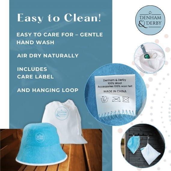 Sombrero de Sauna Unisex Denham & Derby 100% Lana Azul