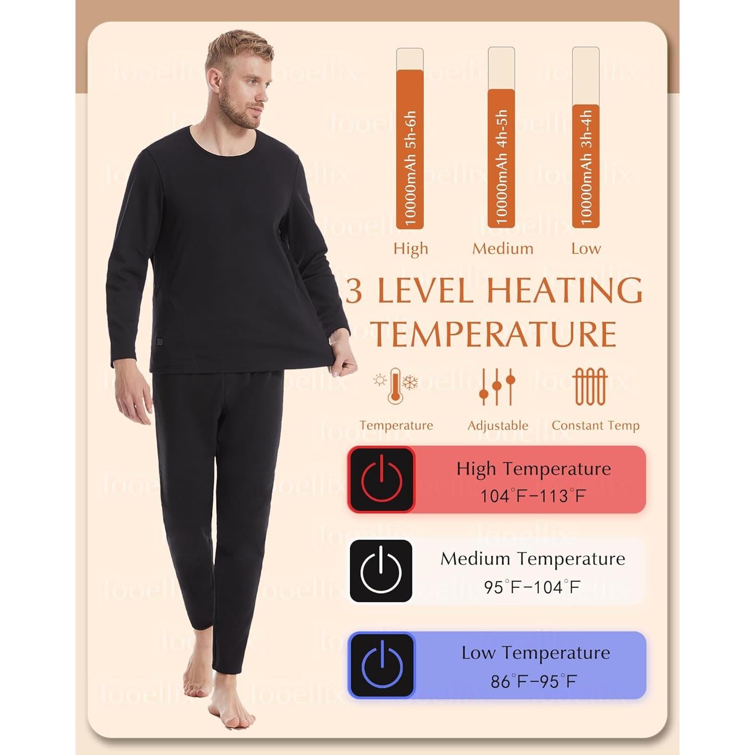 Pantalones Térmicos Calentados Iooellix para Hombres 3 Niveles