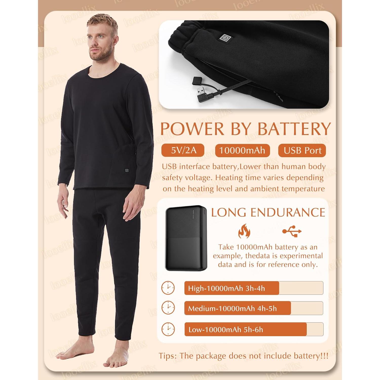 Pantalones Térmicos Calentados Iooellix para Hombres 3 Niveles