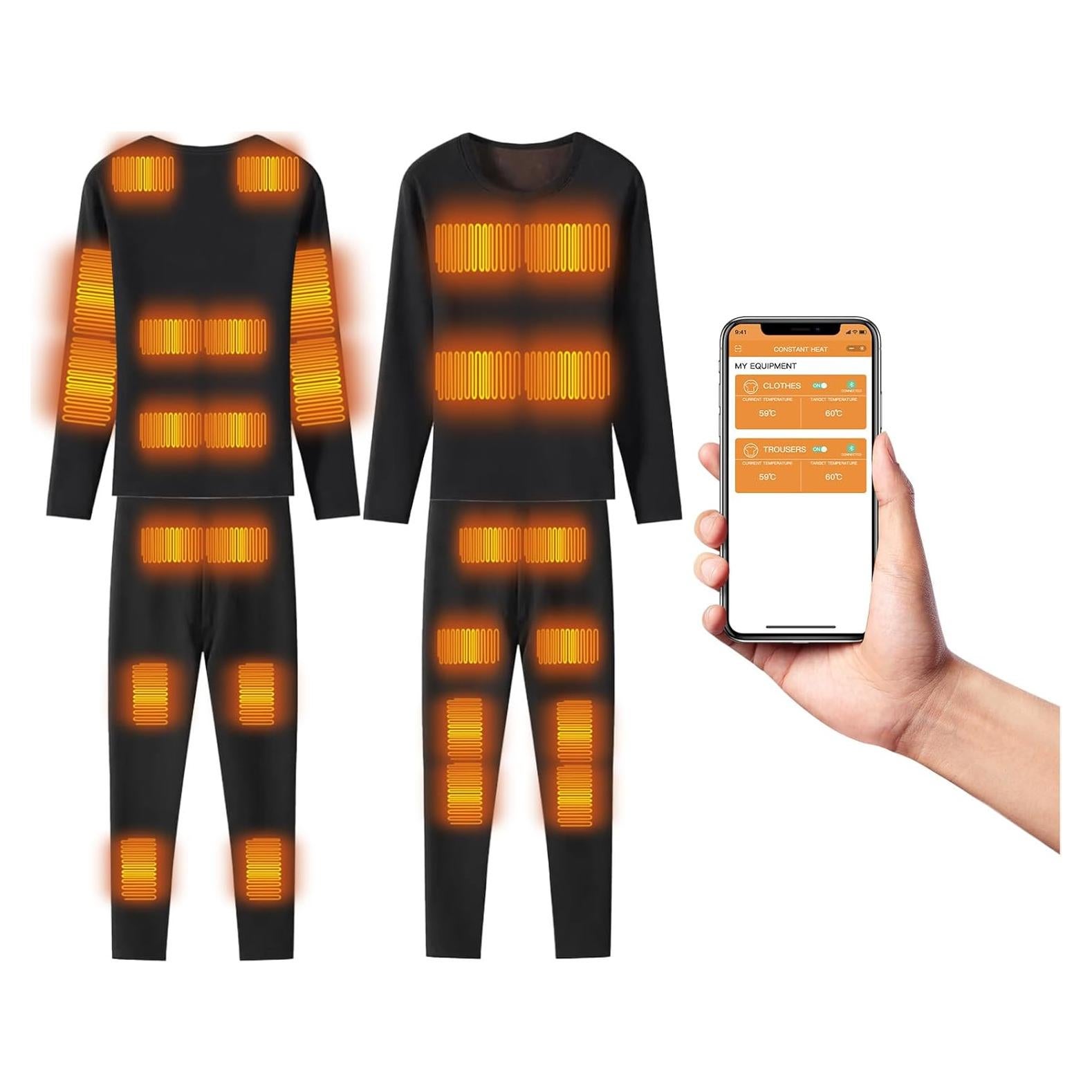 Ropa Interior Térmica Calentada Unisex 28 Almohadillas Negro