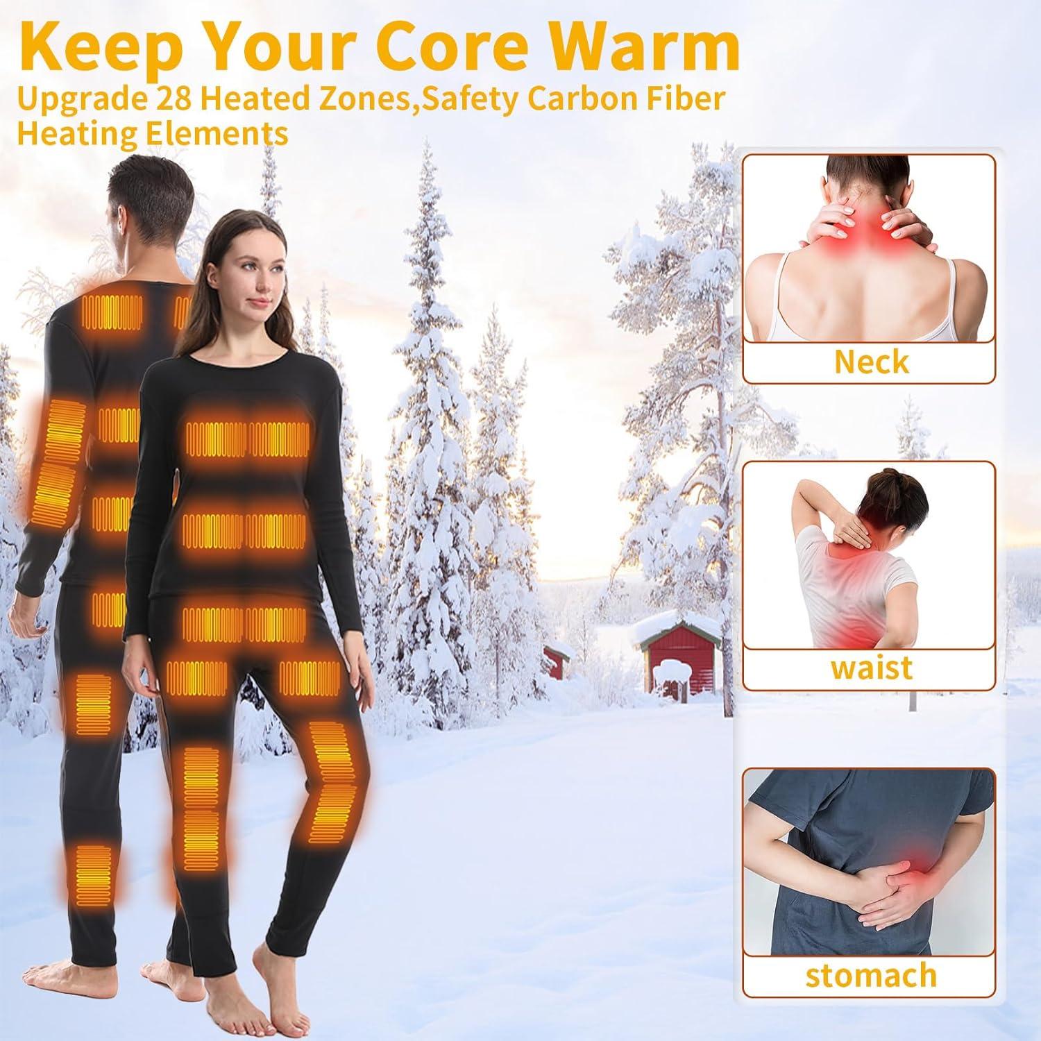 Ropa Interior Térmica Calentada Unisex 28 Almohadillas Negro