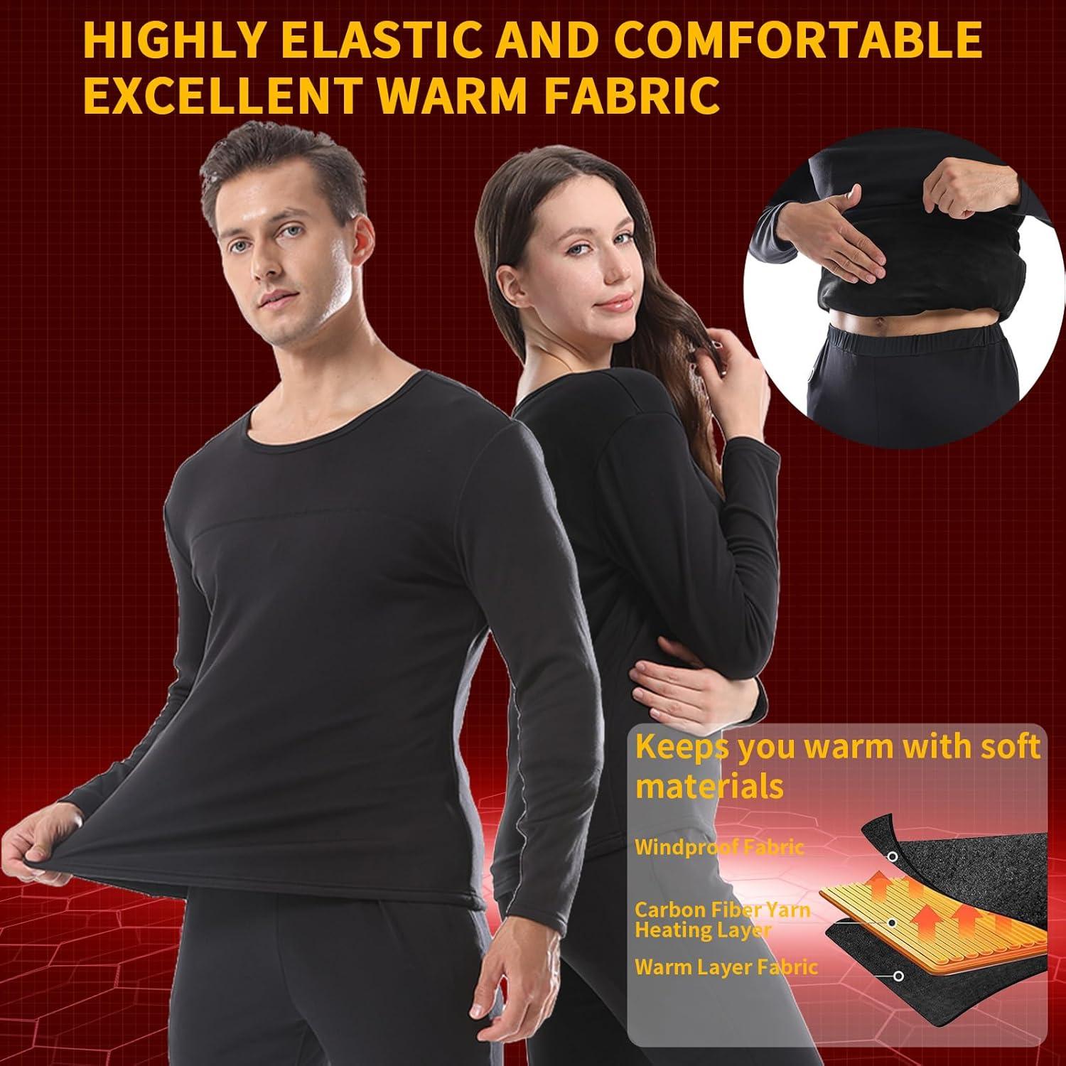 Ropa Interior Térmica Calentada Unisex 28 Almohadillas Negro