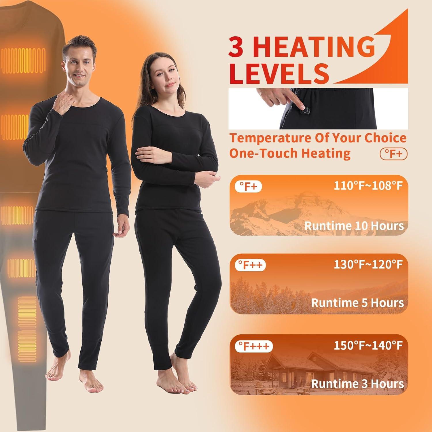 Ropa Interior Térmica Calentada Unisex 28 Almohadillas Negro