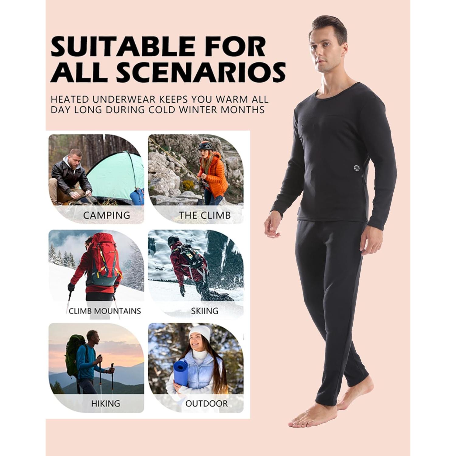 Conjunto Ropa Interior Térmica Eléctrica Pucklky 3X Negro