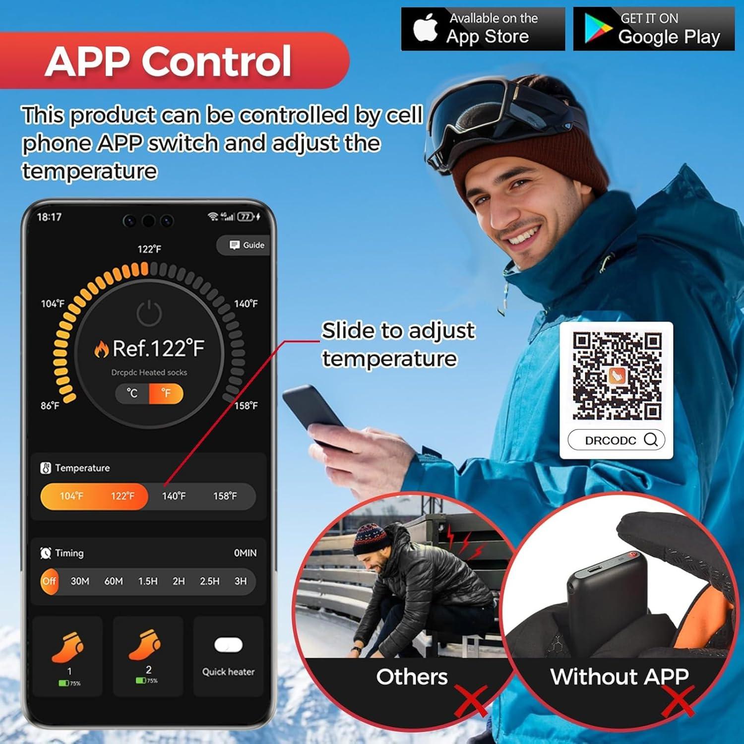 Calcetines Calentados ANSOZLEE Unisex Recargables 5000mAh