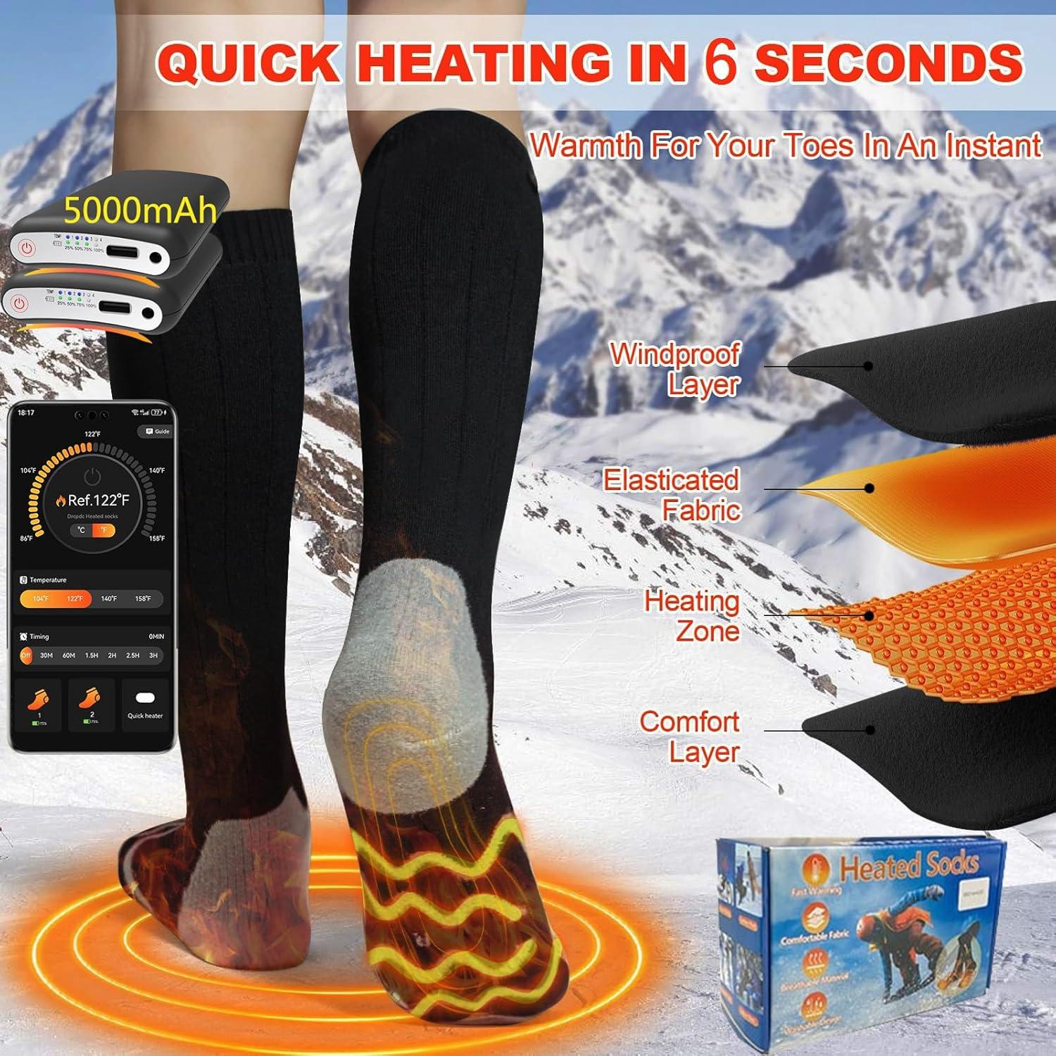 Calcetines Calentados ANSOZLEE Unisex Recargables 5000mAh