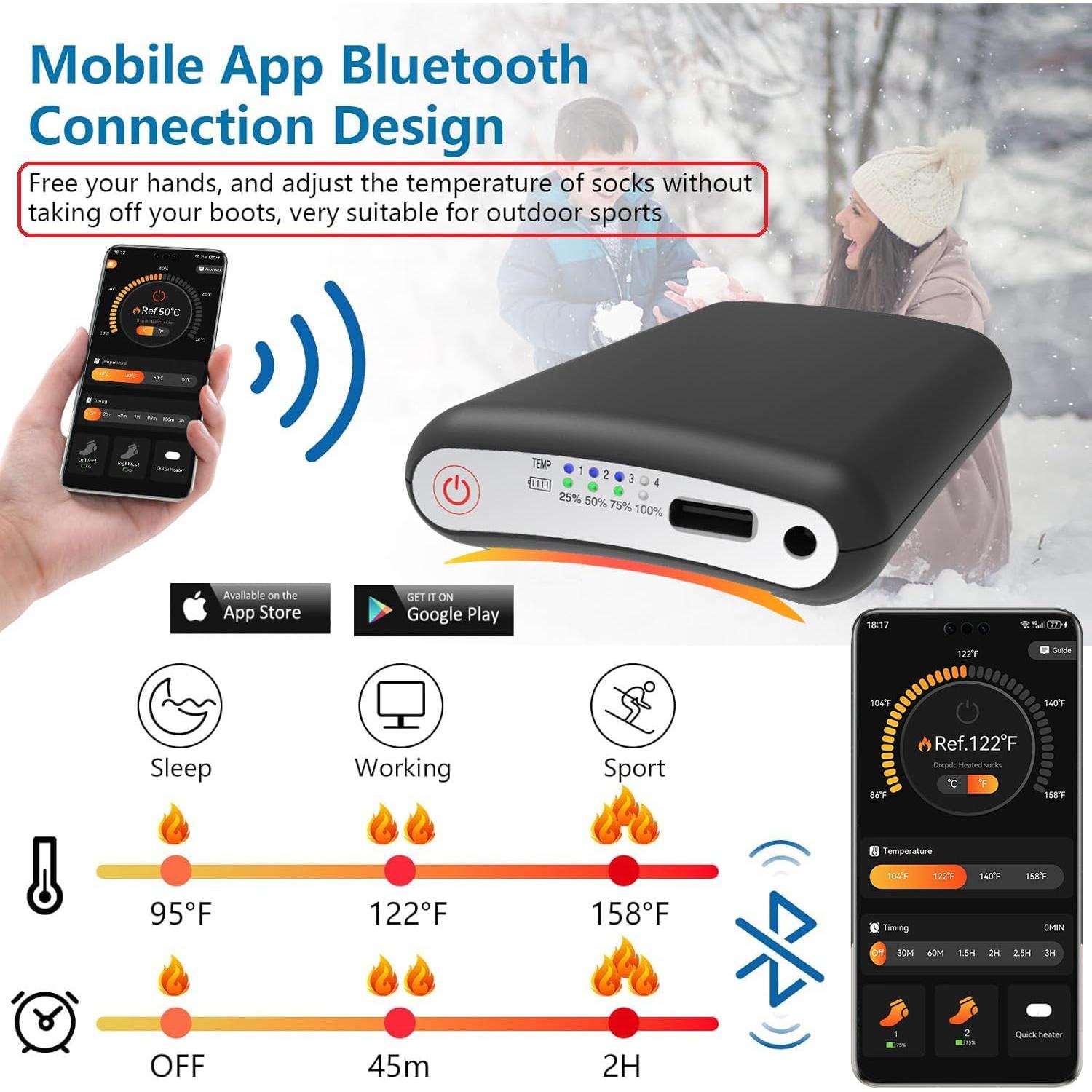 Calcetines Calentados ANSOZLEE Unisex Recargables 5000mAh
