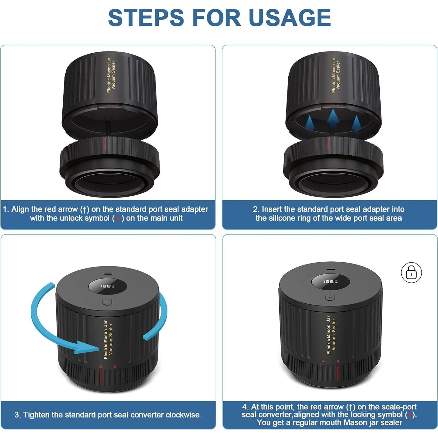 Sellador al vacío eléctrico OXLIMKEE para frascos Mason