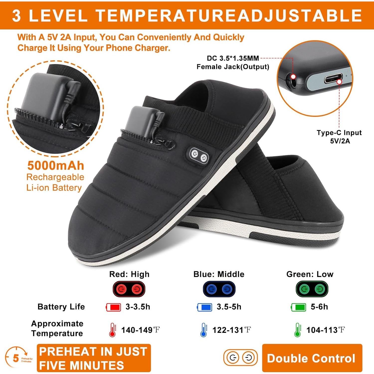 Pantuflas Calentadas BIAL Unisex con Batería Recargable