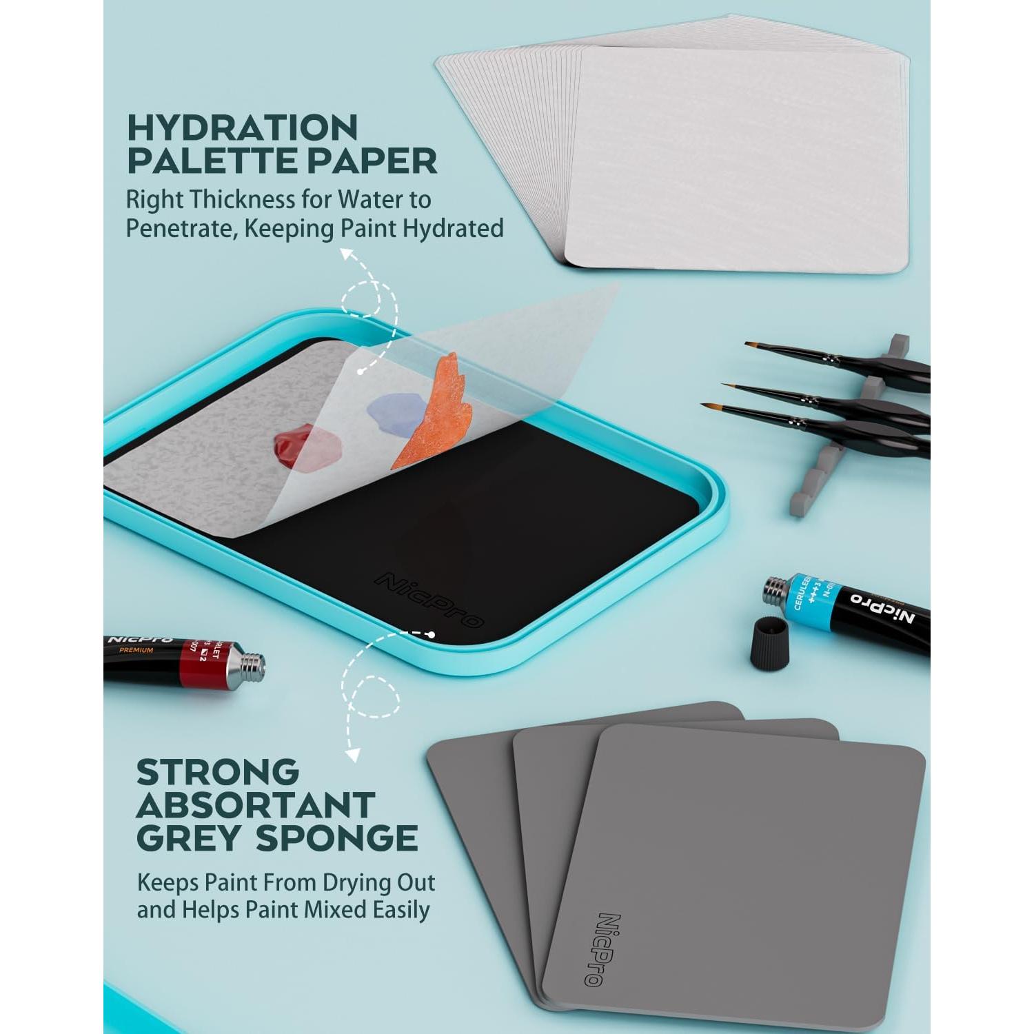 Kit de Pintura en Miniatura Nicpro con Paleta Húmeda y 11 Pinceles
