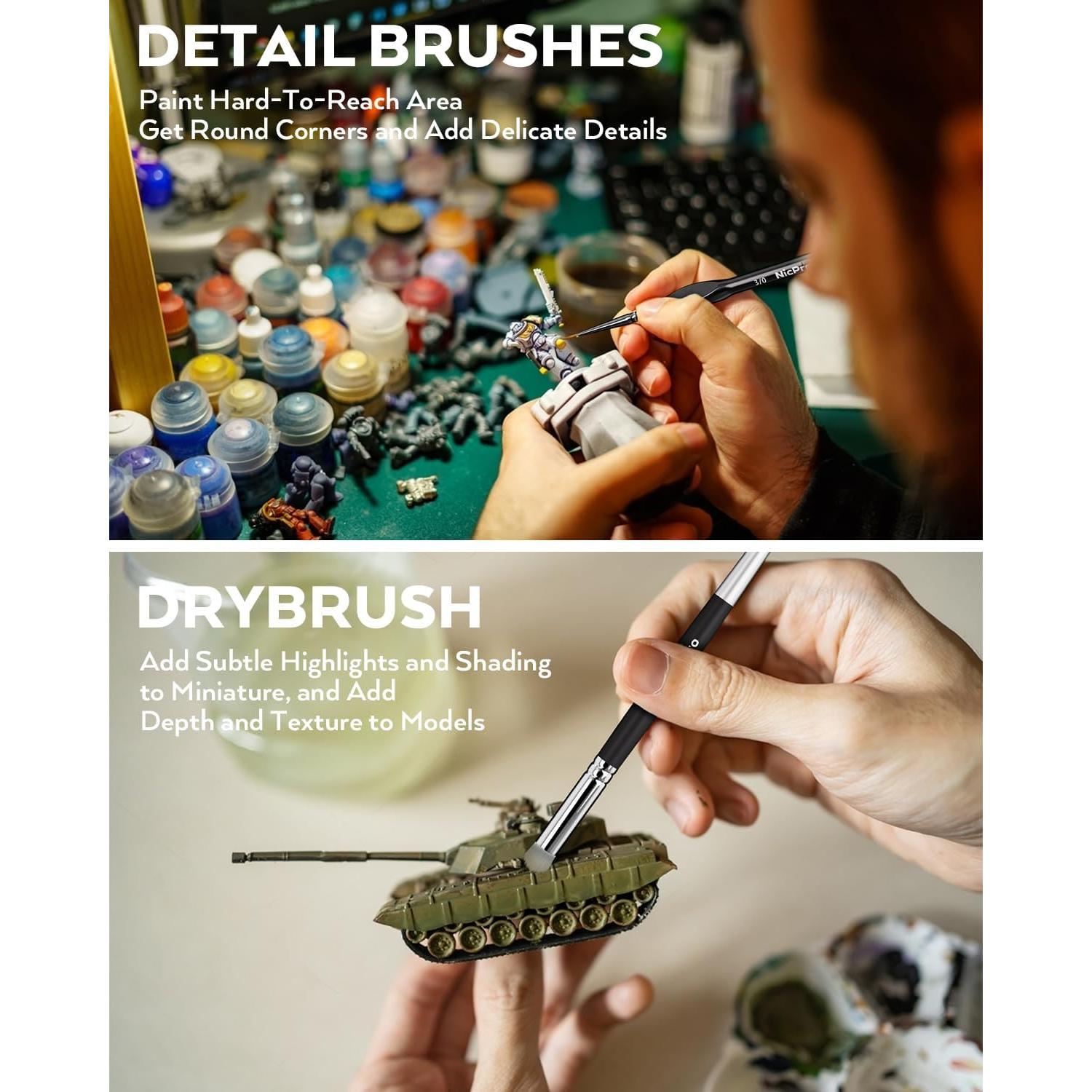 Kit de Pintura en Miniatura Nicpro con Paleta Húmeda y 11 Pinceles