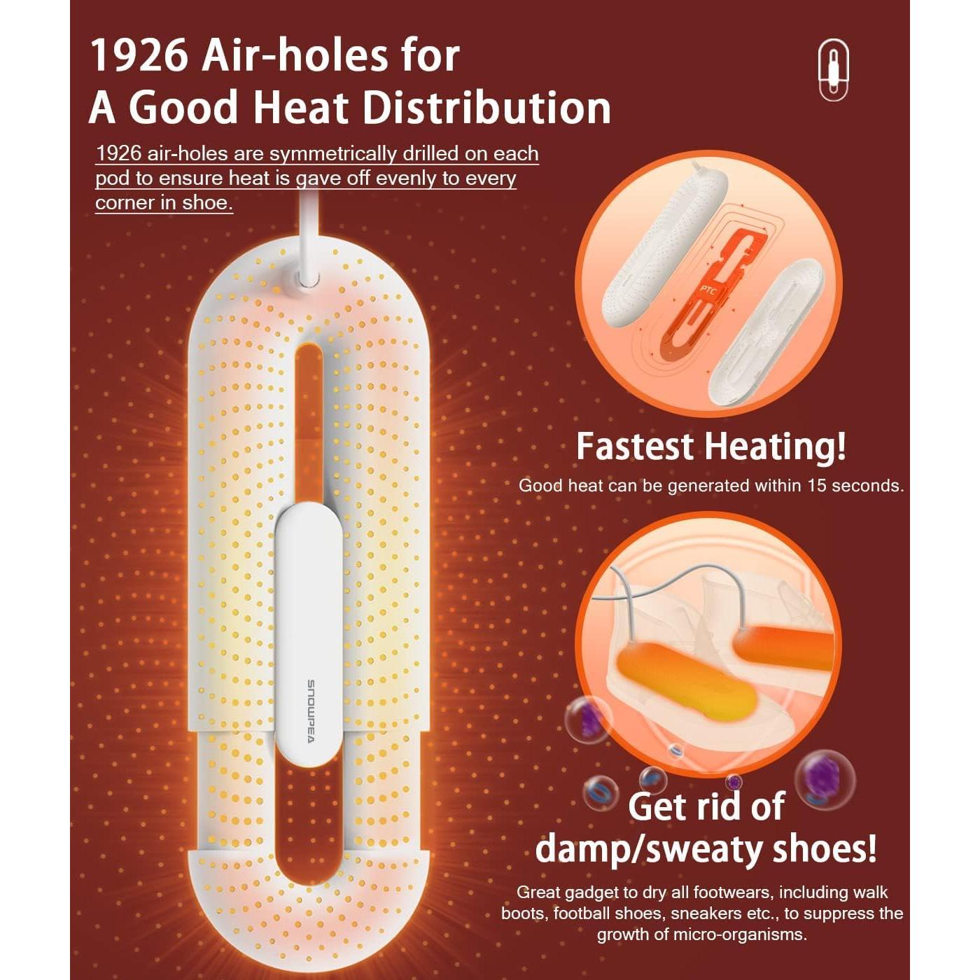 Secador de Zapatos Eléctrico Snowpea Pro 20x13 cm 0.34 kg