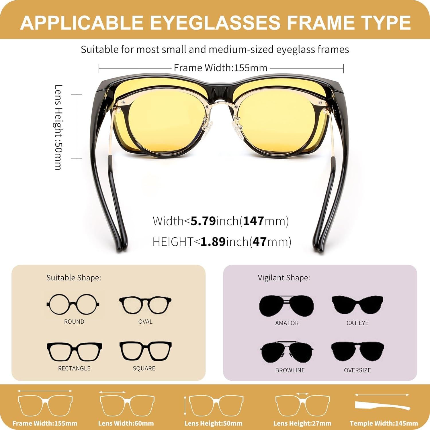 Gafas de Conducción FEISEDY Polarizadas Nocturnas 60mm