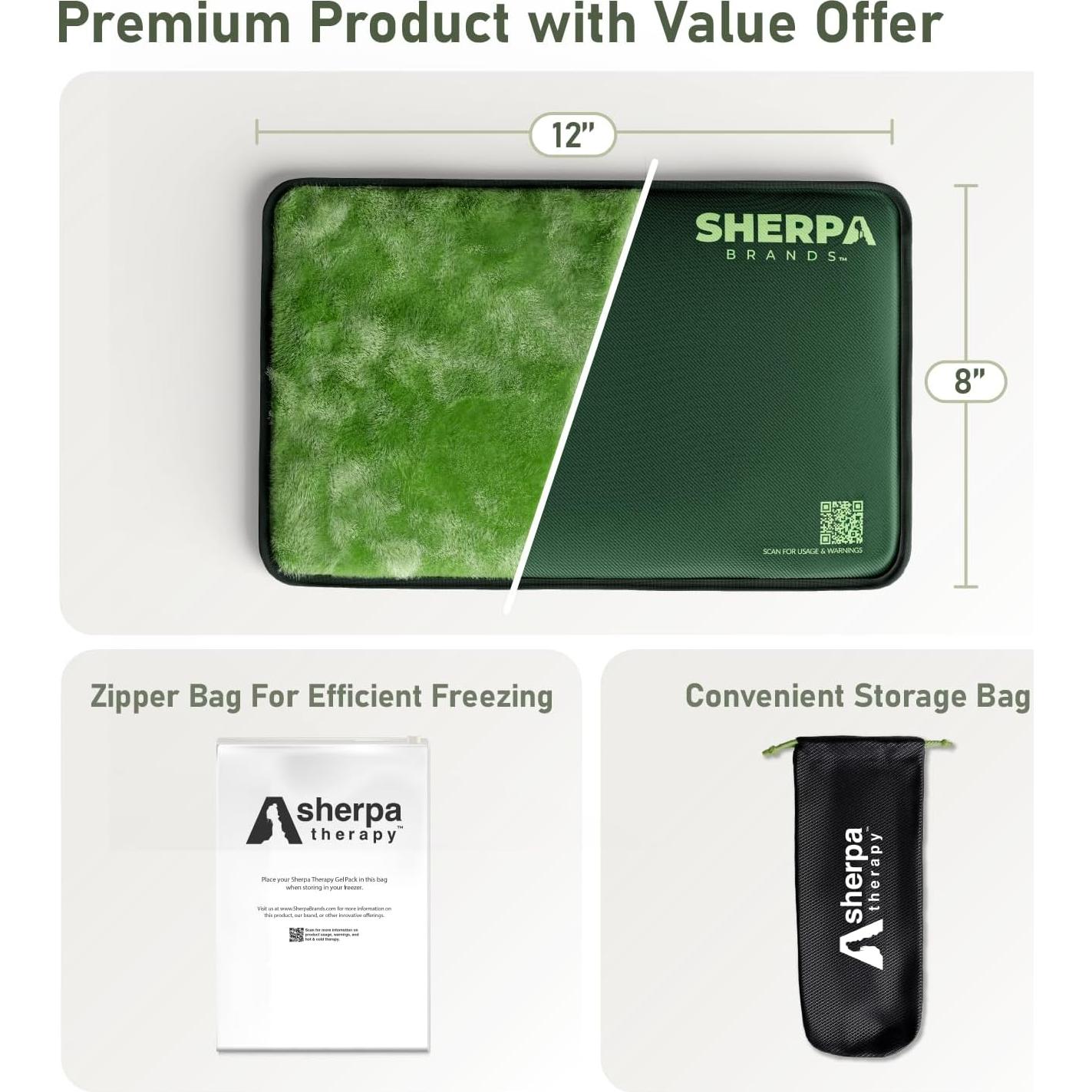 Paquete de Hielo de Gel Flexible Sherpa 30x20 cm 2P - Verde