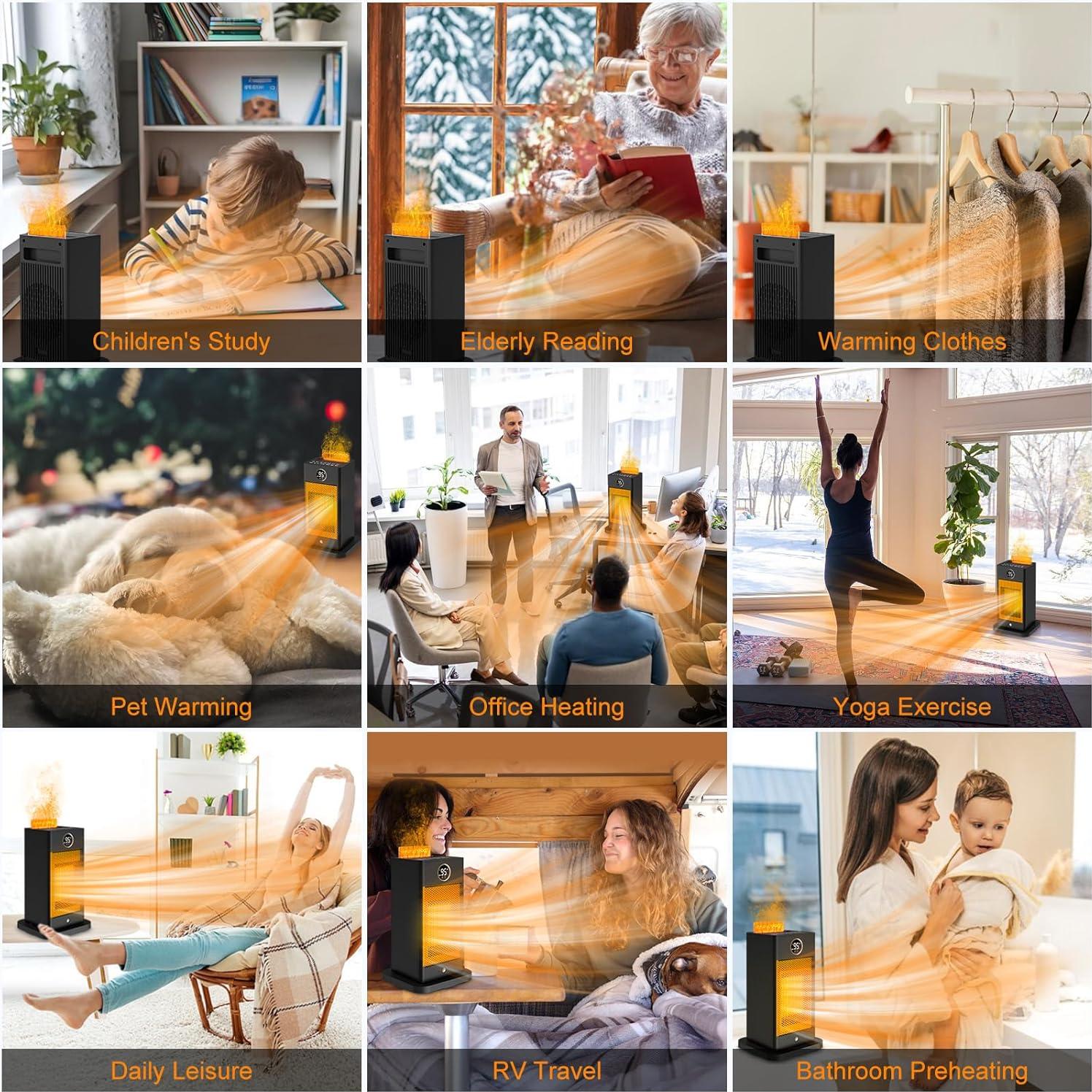 Calentador de Espacio Beautyfan con Humidificador y Efecto Llama 3D