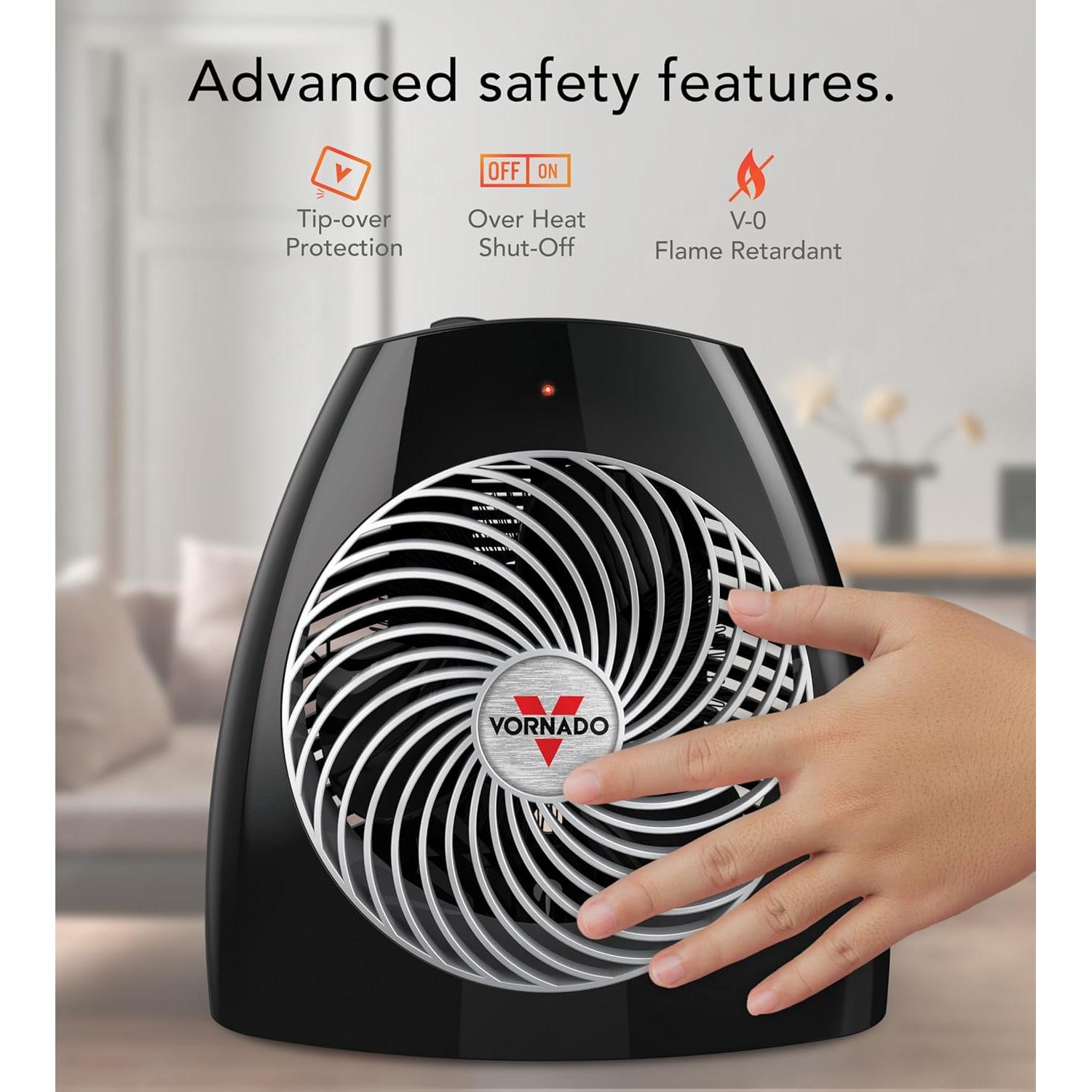 MVH Space Heater 3 Heat Settings Adjustable Thermostat Tip-Over Protection Auto Safety Shut-Off System Indoor Use Whole Room Black