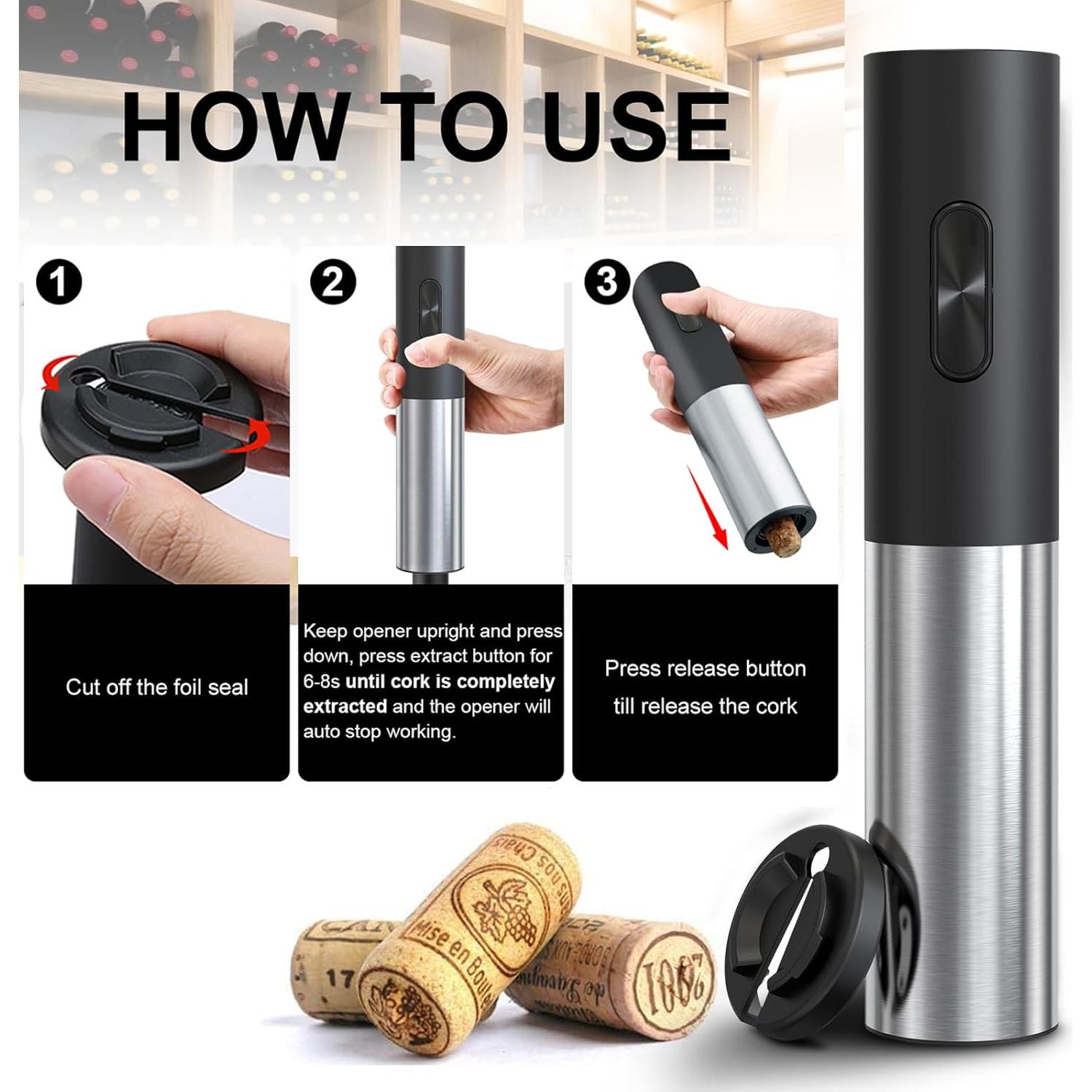 Abridor de Vino Eléctrico COKUNST Acero Inoxidable 272g