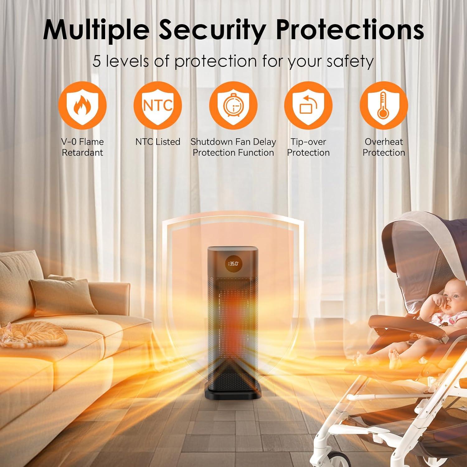 Calentador de Espacio Eléctrico Minthouz S760 1500W Oscilante 70°