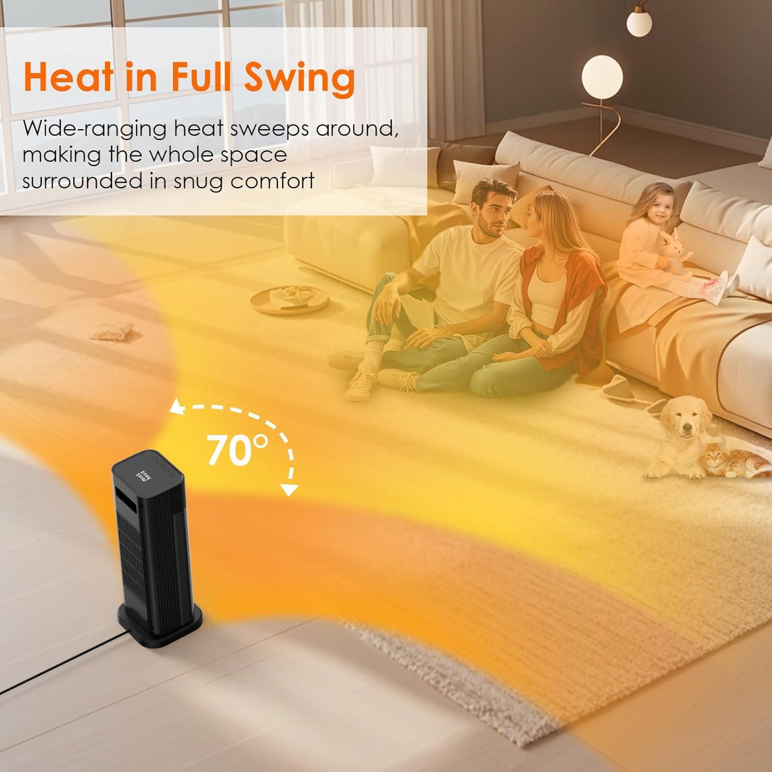 Calentador de Espacio Eléctrico Minthouz S760 1500W Oscilante 70°