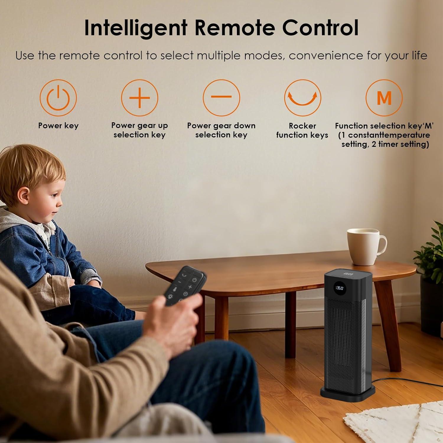 Calentador de Espacio Eléctrico Minthouz S760 1500W Oscilante 70°