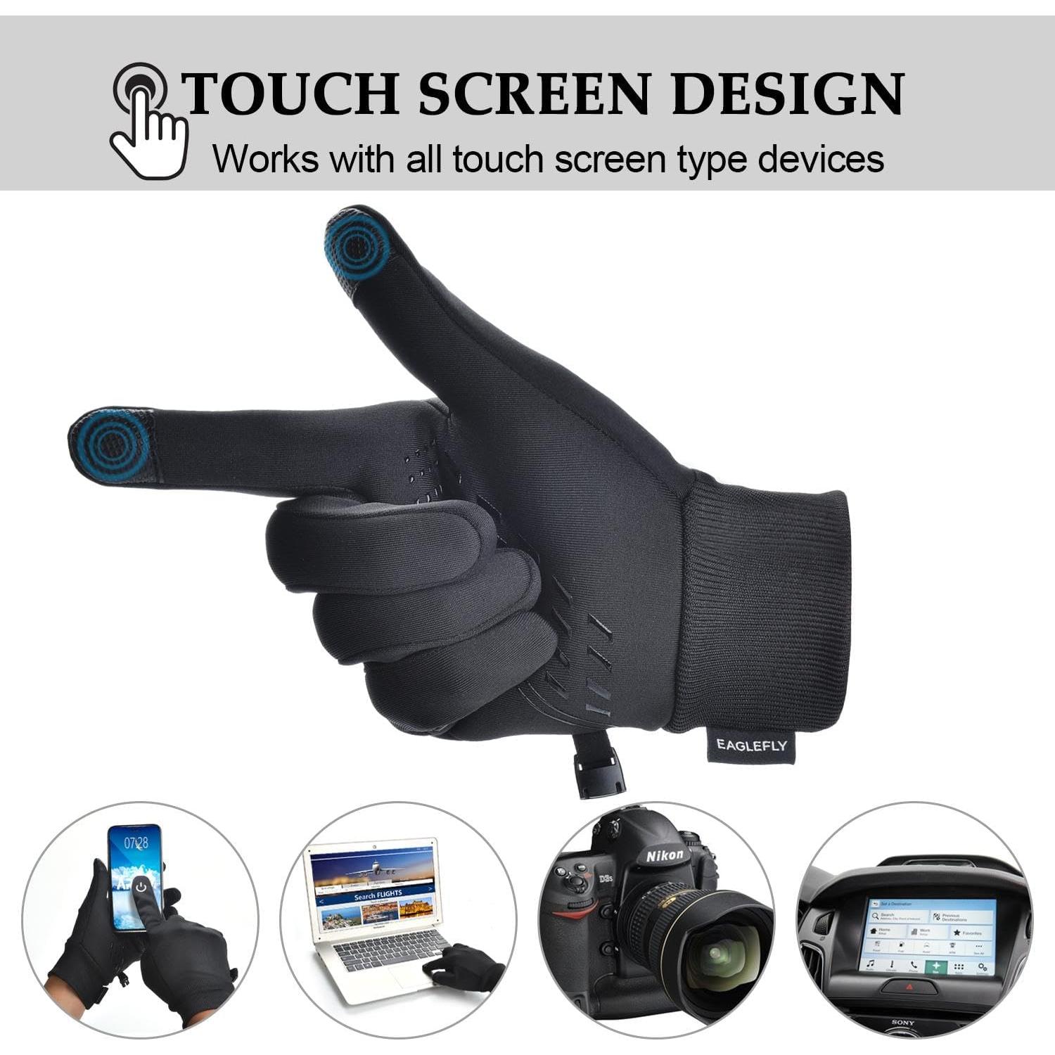 Guantes de Invierno EAGLEFLY Táctiles Impermeables Térmicos