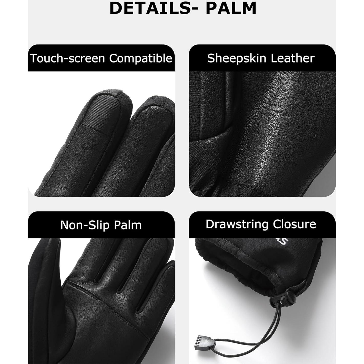 Guantes Calentados Venustas Unisex Negros para Invierno