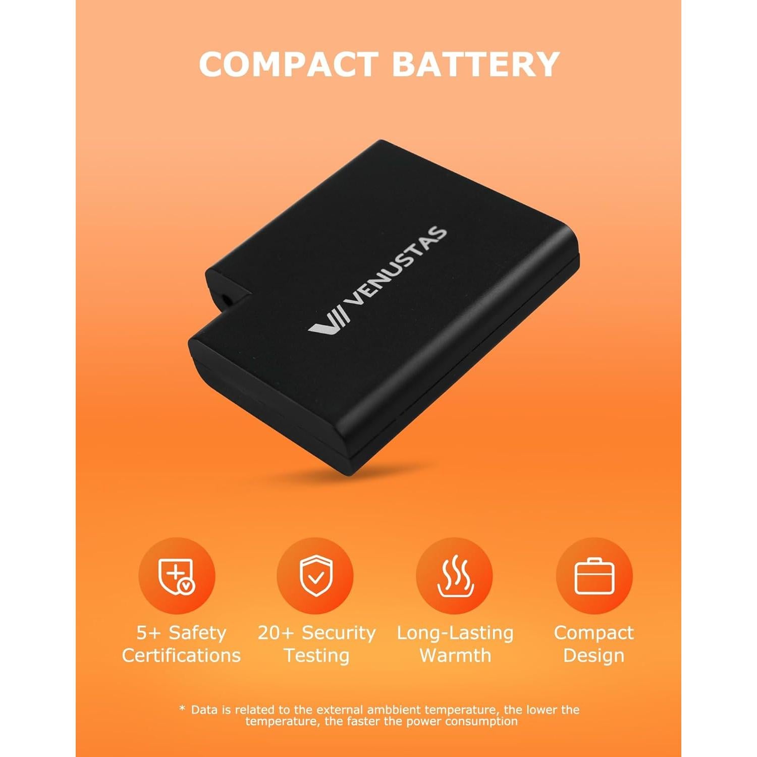 Guantes Calentados Venustas Unisex Negros para Invierno