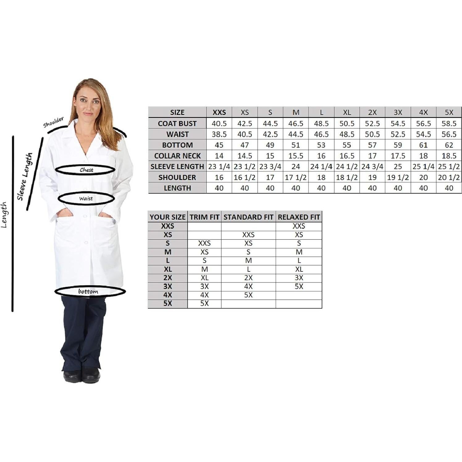 Bata de Laboratorio Natural Uniforms Unisex 101,6 cm 3X