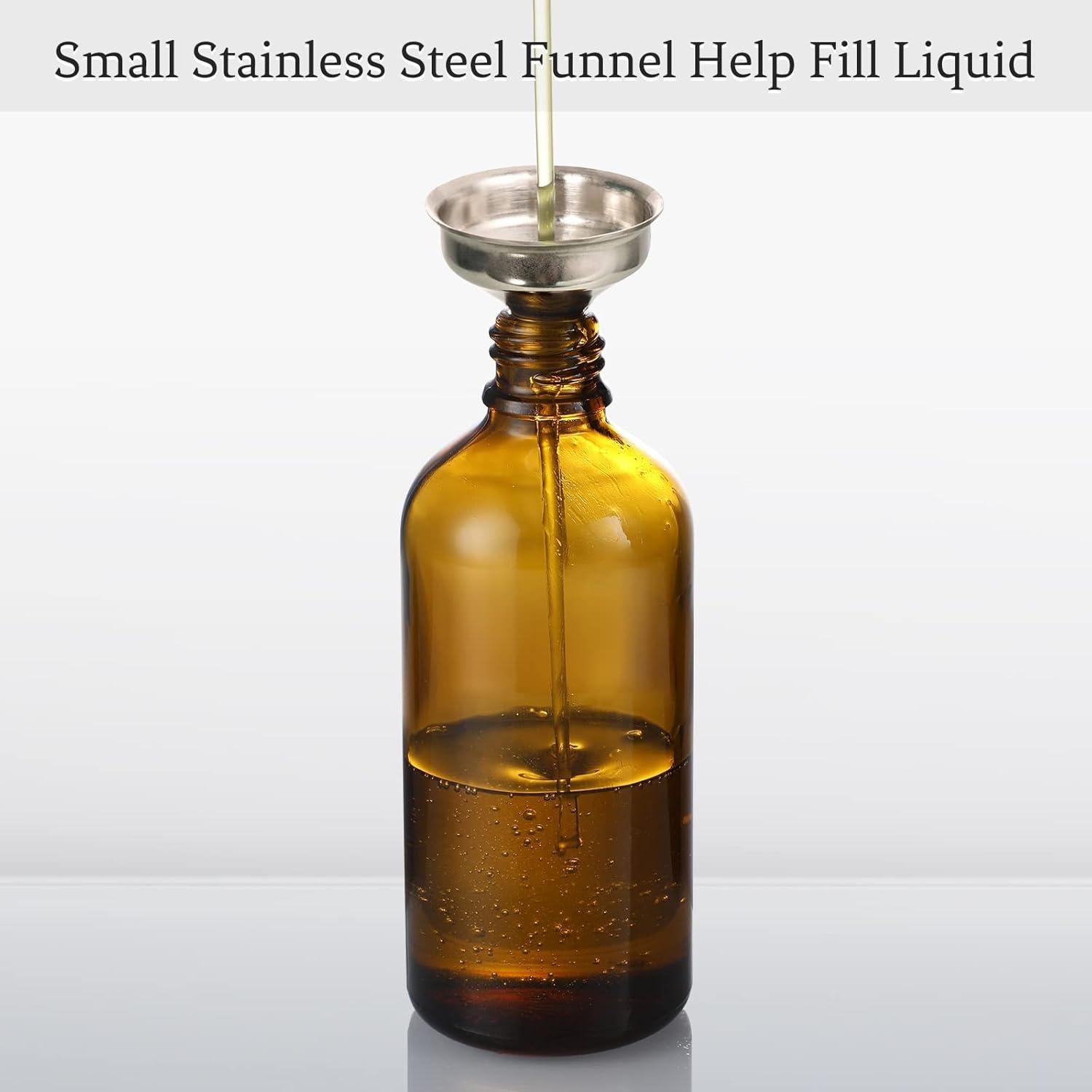 AOZITA 4 Botellas Goteo 100ml Ámbar con Embudo y Etiquetas