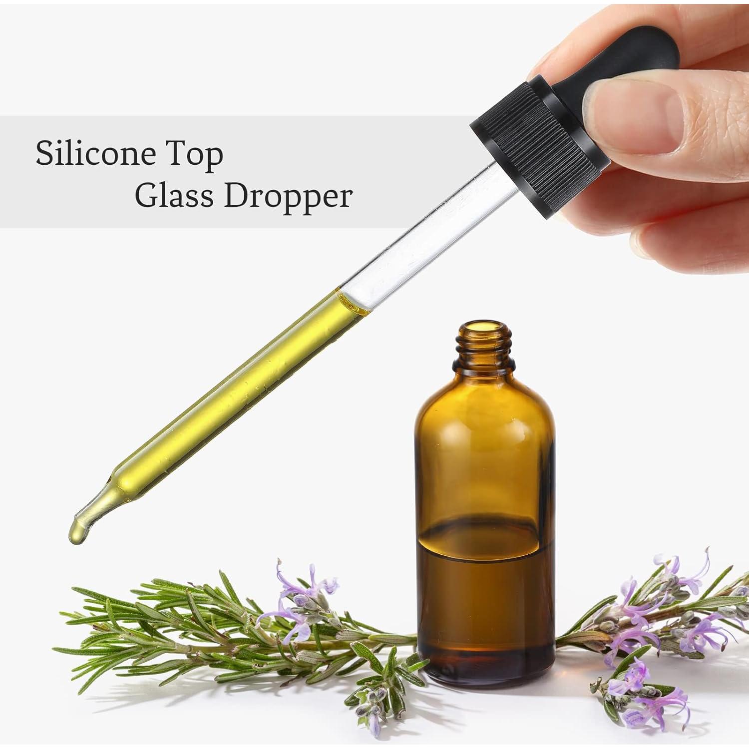 AOZITA 4 Botellas Goteo 100ml Ámbar con Embudo y Etiquetas