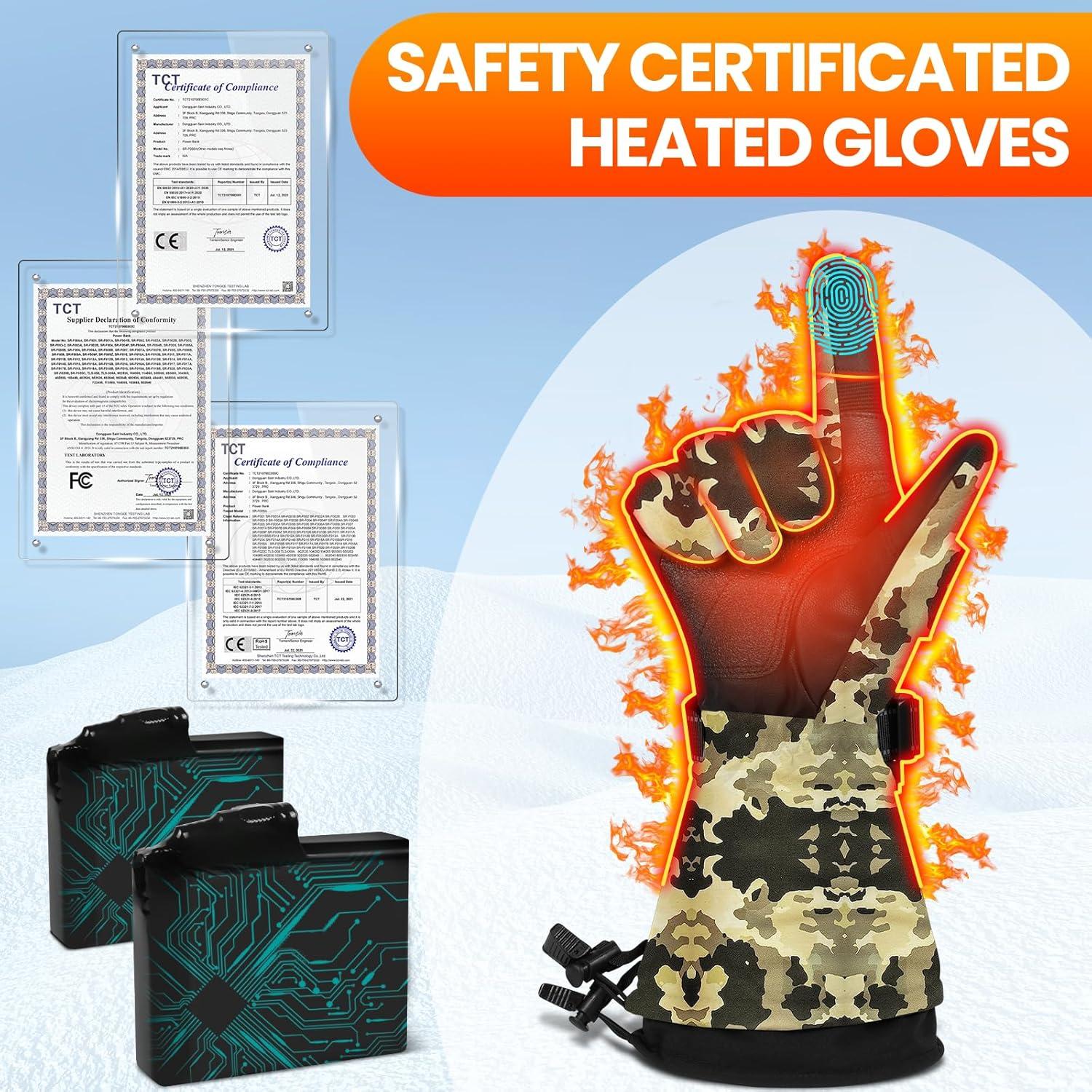 Guantes Calentados MADETEC Unisex 7.4V Impermeables Camo