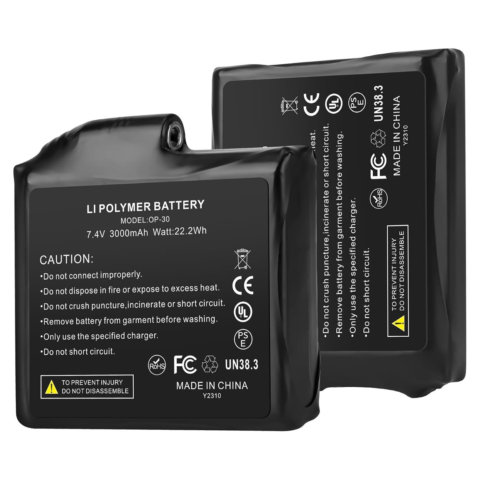 Baterías Recargables Litio 7.4V 2200mAh Whsahans para Guantes