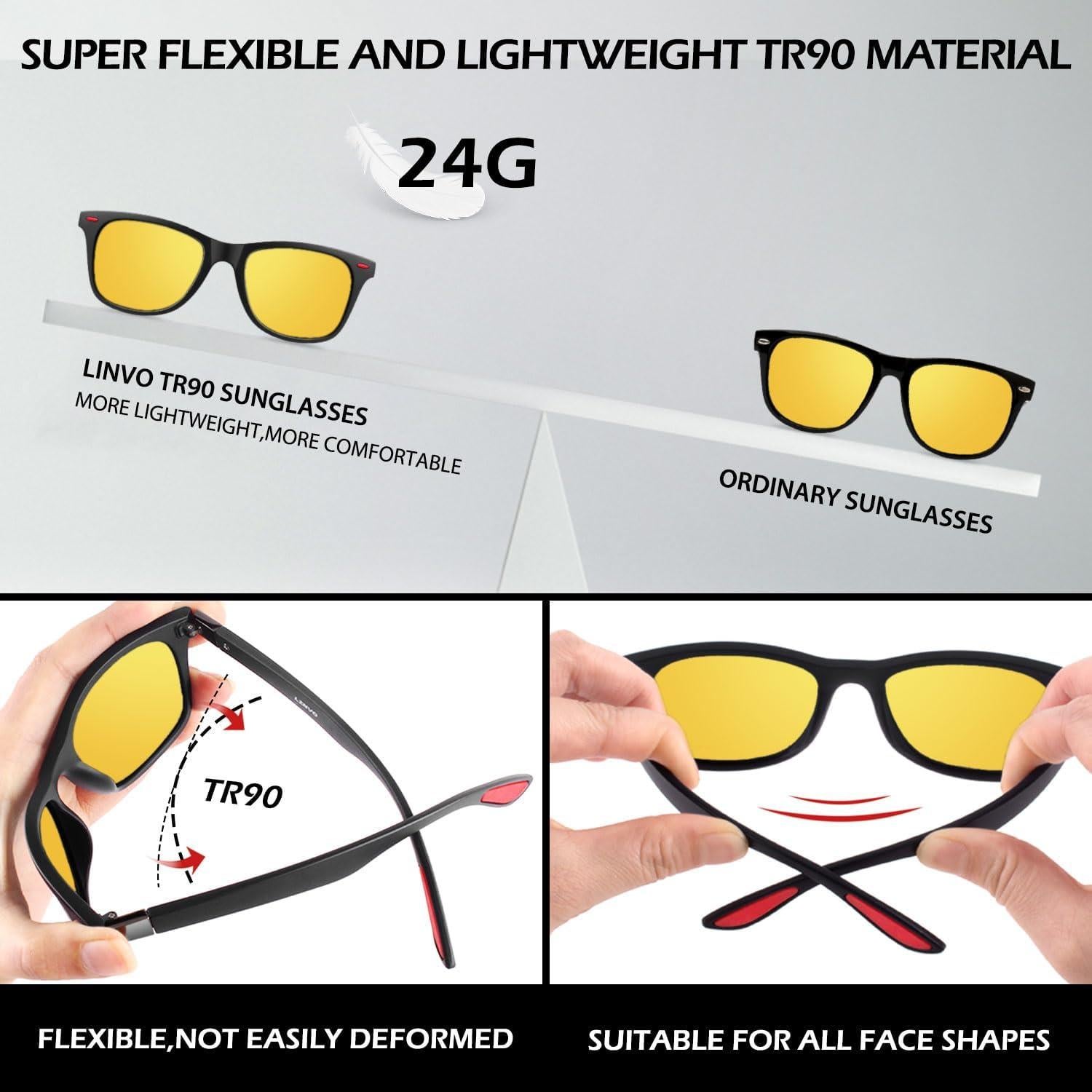 Gafas de sol polarizadas LINVO TR90 ultraligeras HD UV400