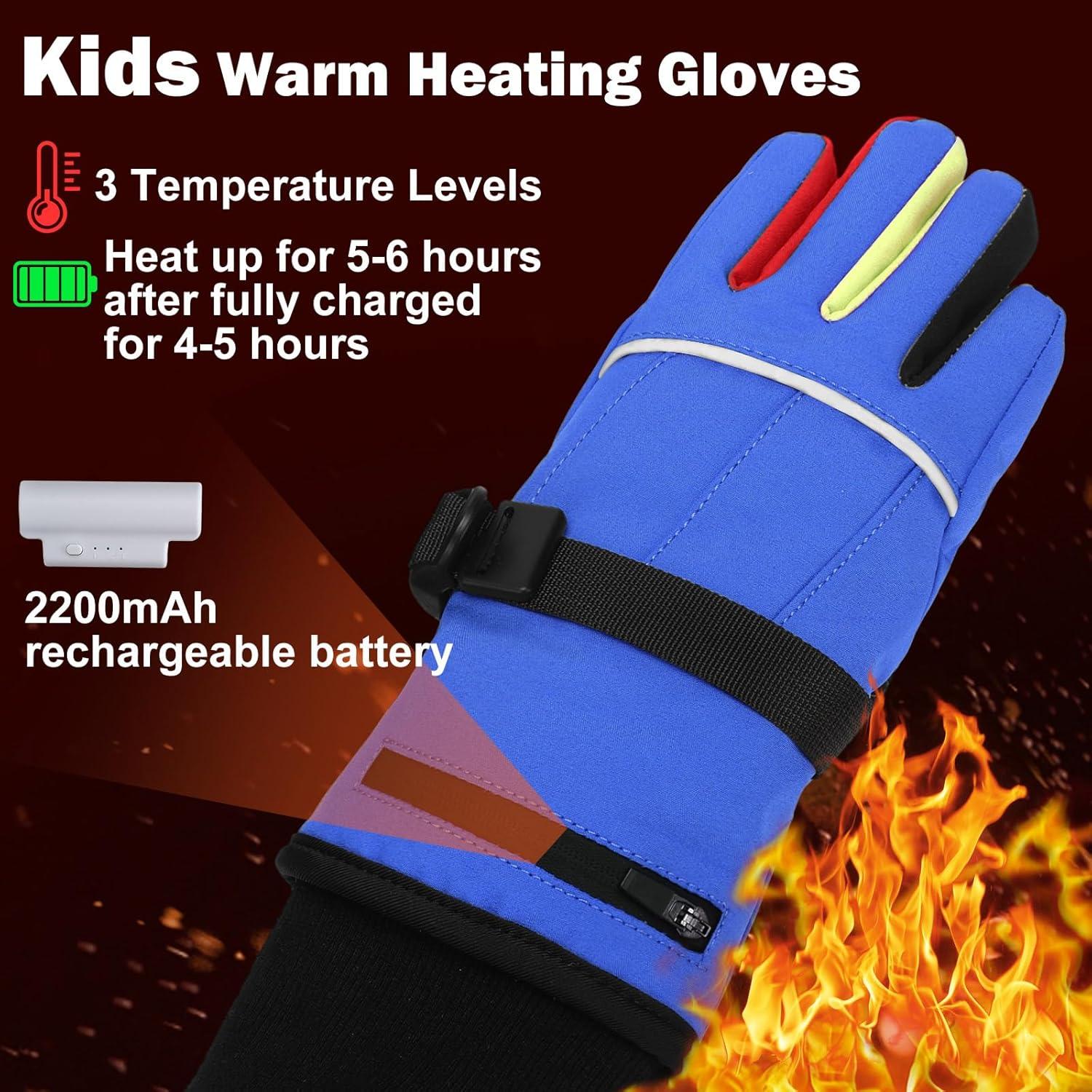 Guantes Calentados Eléctricos Lasnten para Niños 8-12 Años