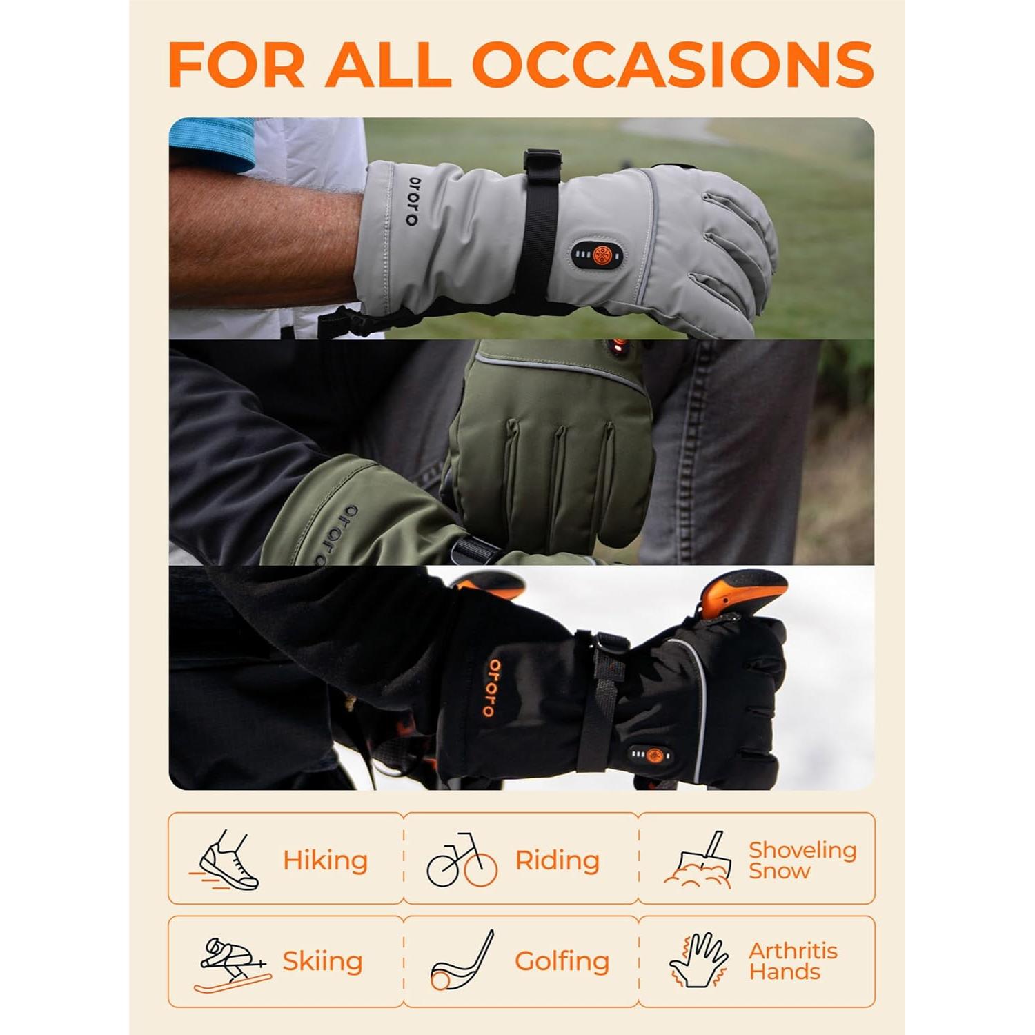 Guantes Calentados ORORO Unisex Recargables Verde Mediano