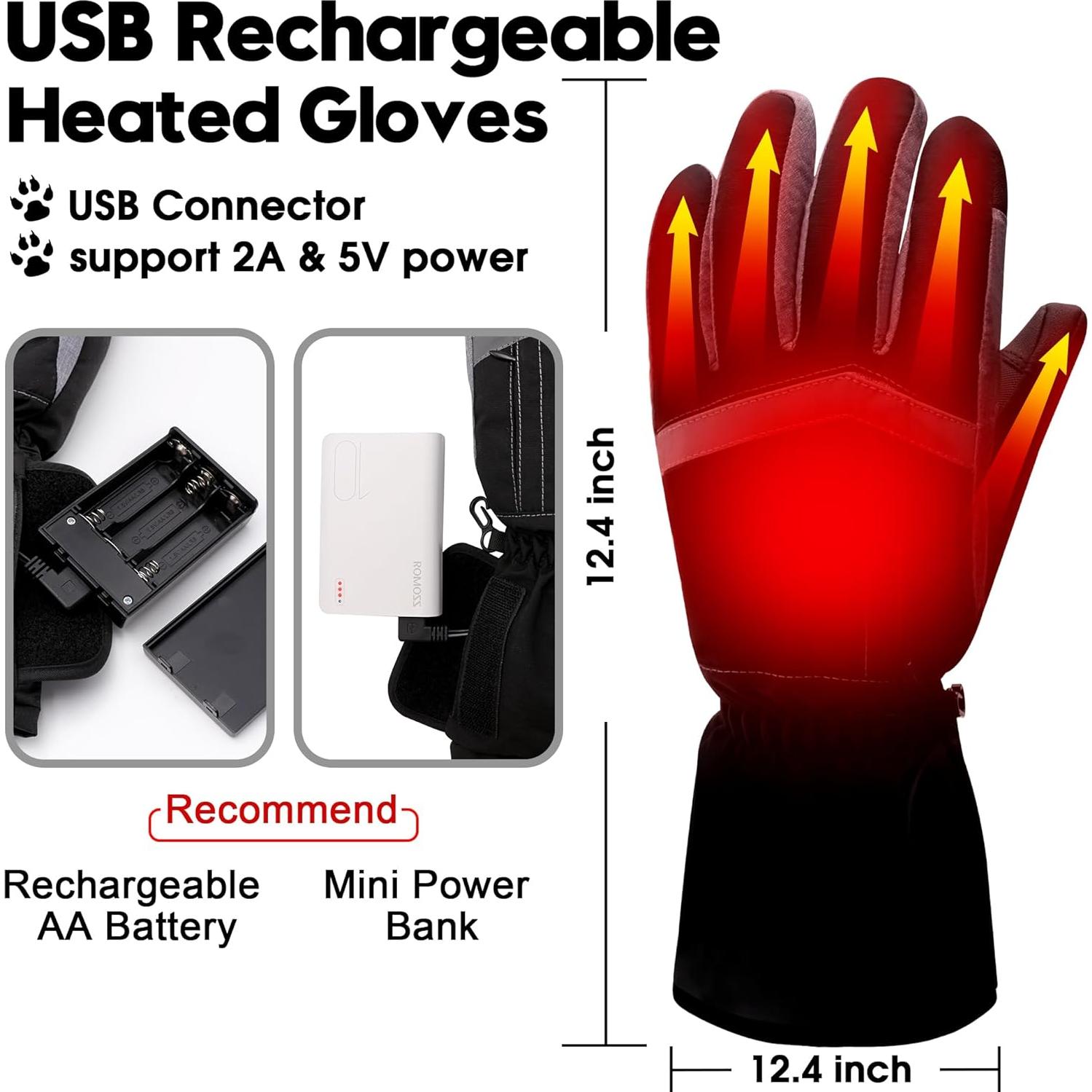 Guantes Calentados USB IFWATER Impermeables Táctiles Unisex