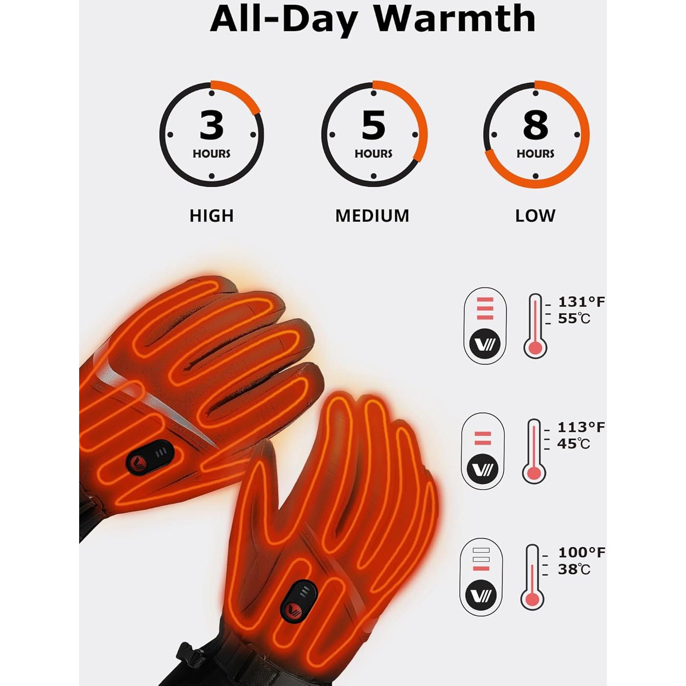 Guantes Calentados Recargables Venustas Unisex Talla Grande