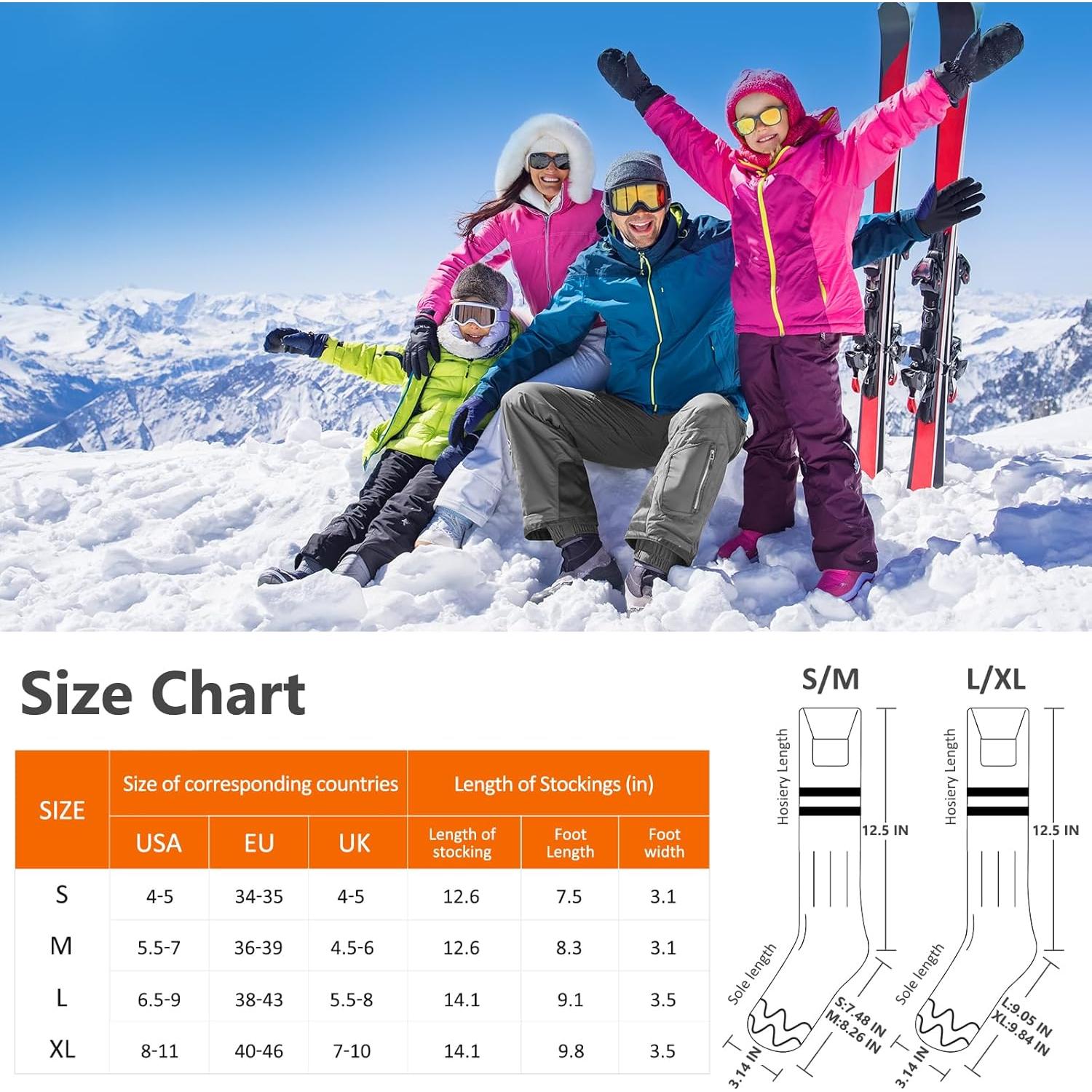 Heated Socks for Men Women,7.4V 3000mAh Rechargeable Heated Socks with APP Control Washable Electric Heating Socks Feet Warmer for Winter Outdoor Sports Hunting Skiing Camping (Orange Black-S)