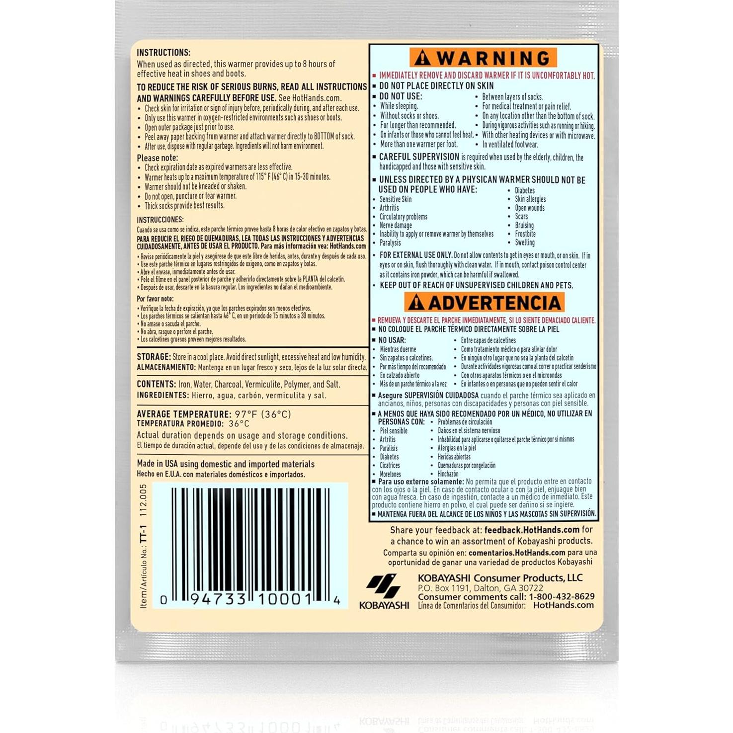 Calentadores de Dedos HotHands - 40 Pares - 8 Horas de Calor