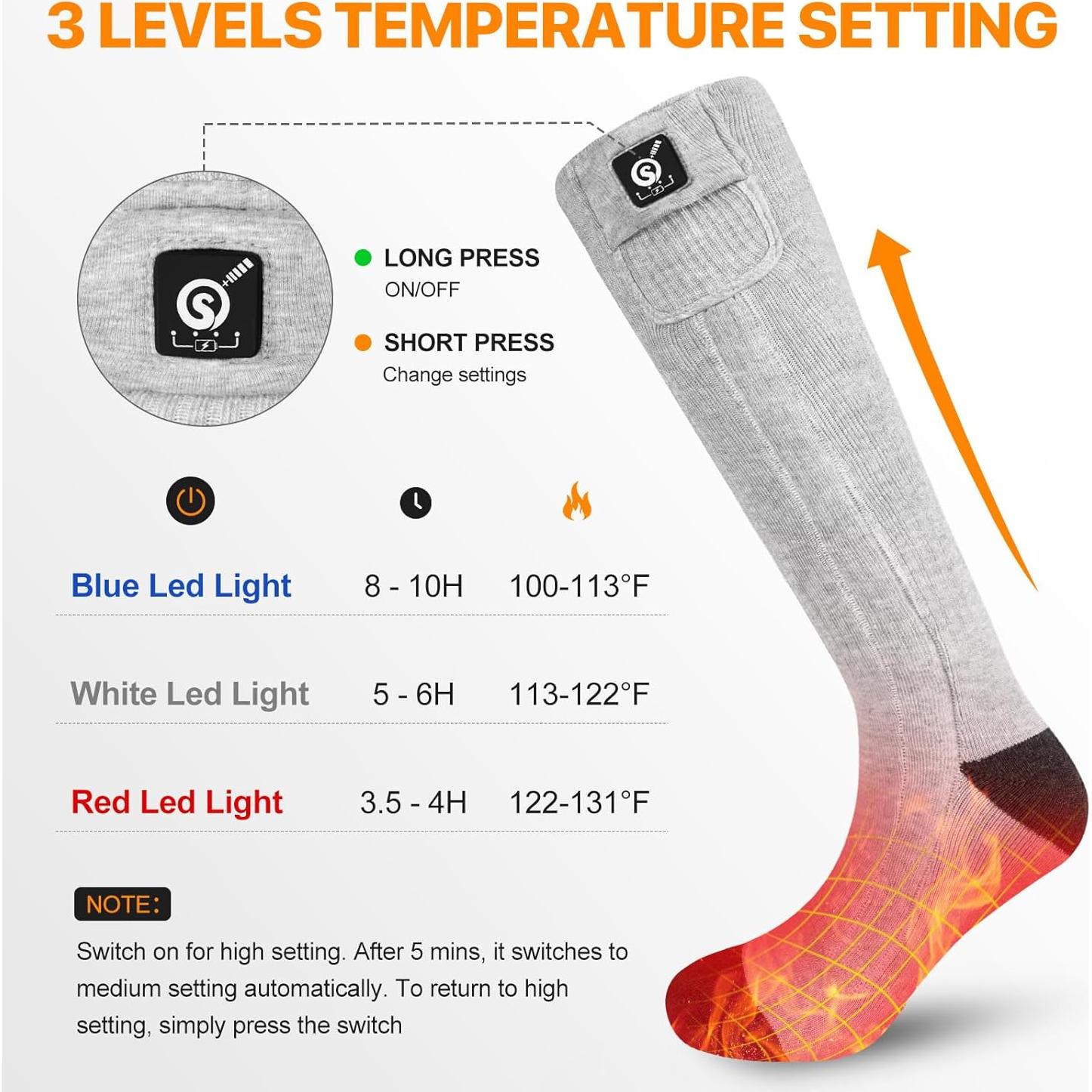 Calcetines Calentados SNOW DEER Unisex Talla XL Negro