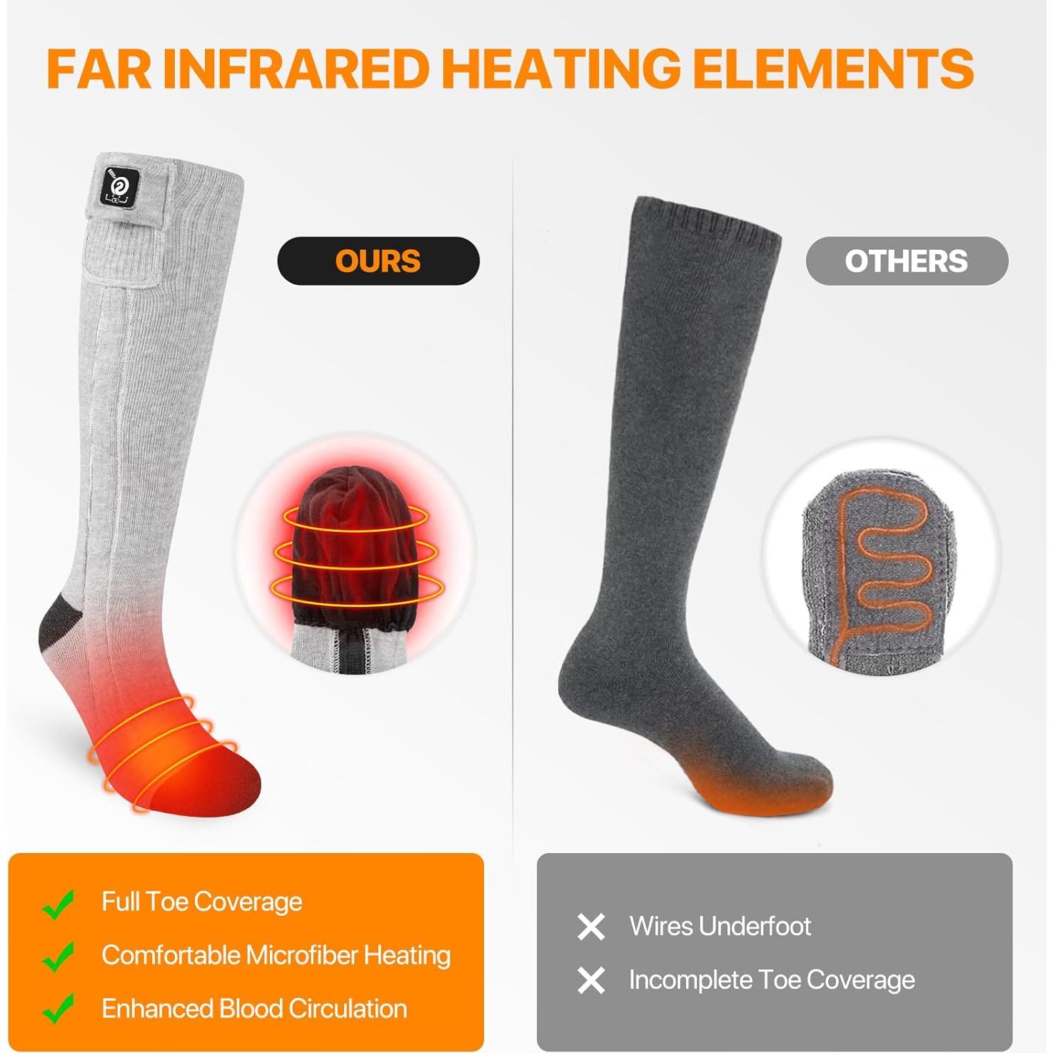 Calcetines Calentados SNOW DEER Unisex Talla XL Negro