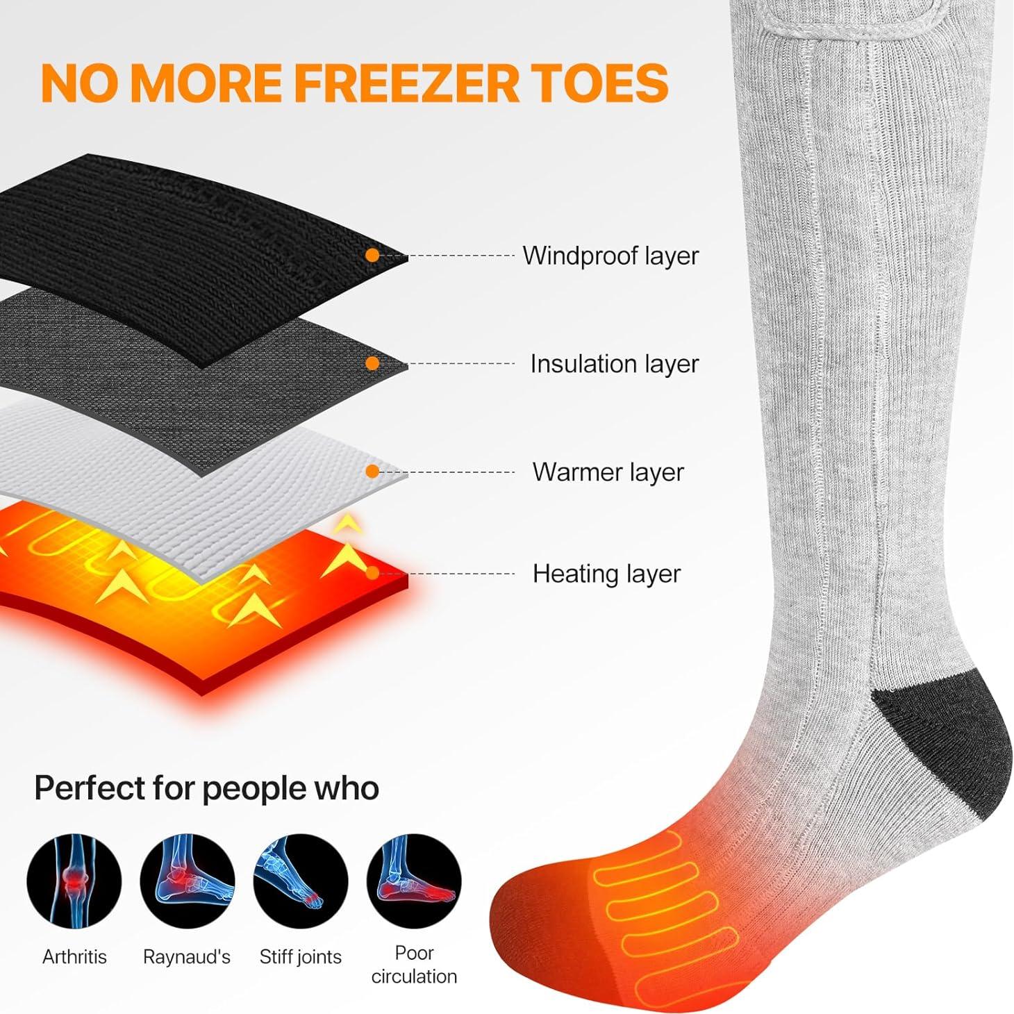 Calcetines Calentados SNOW DEER Unisex Talla XL Negro