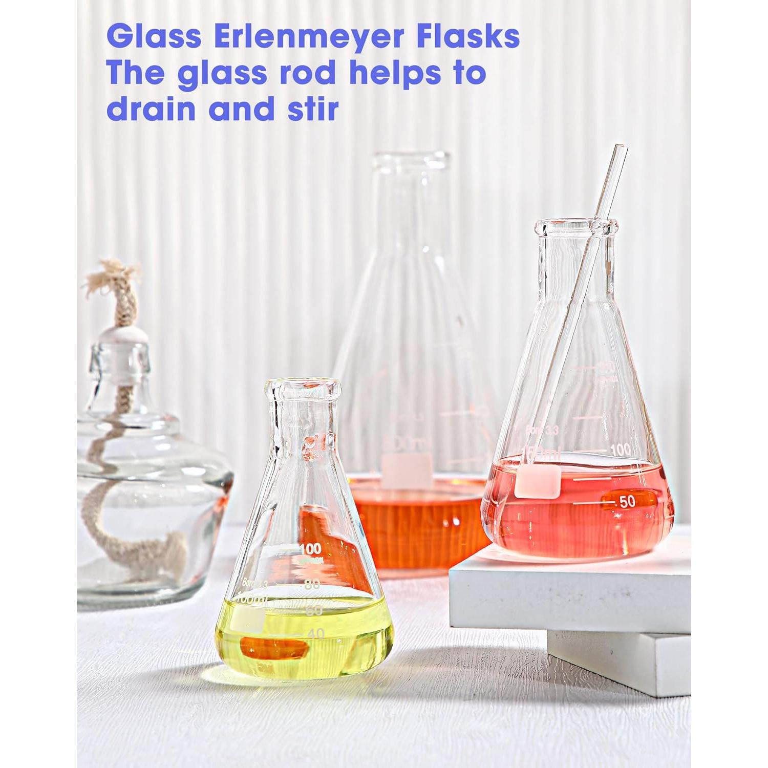 Juego de 9 frascos de Erlenmeyer Fabbay 50ml a 500ml