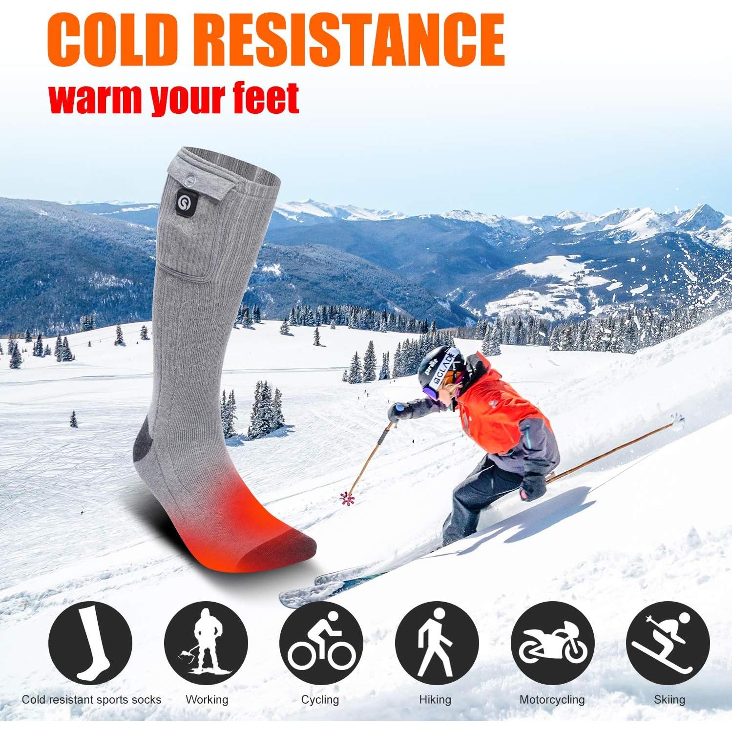 Calcetines Calentados Day Wolf Unisex 7.4V Recargables Gris M