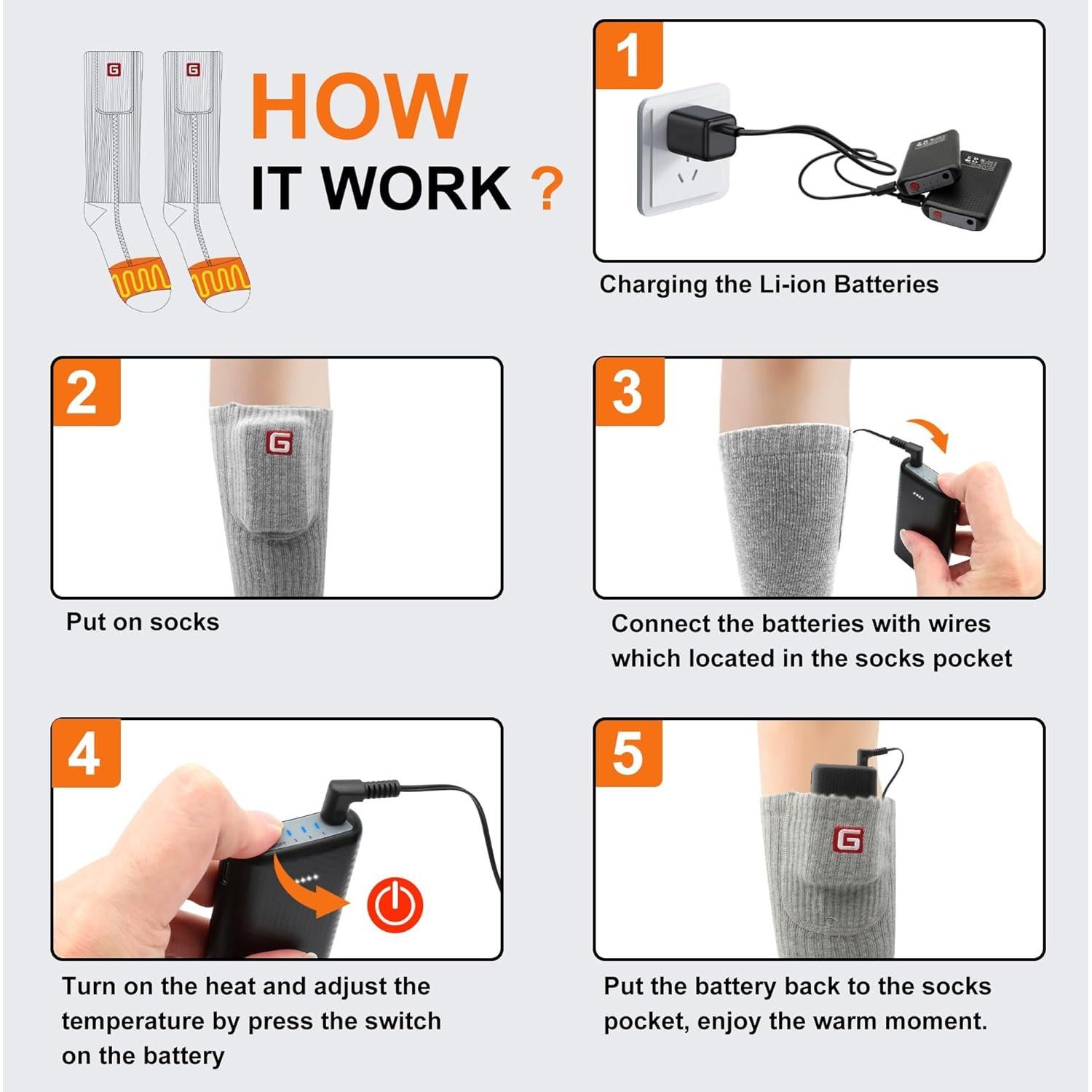 Calcetines Calentados SVPRO Unisex Recargables 3 Niveles