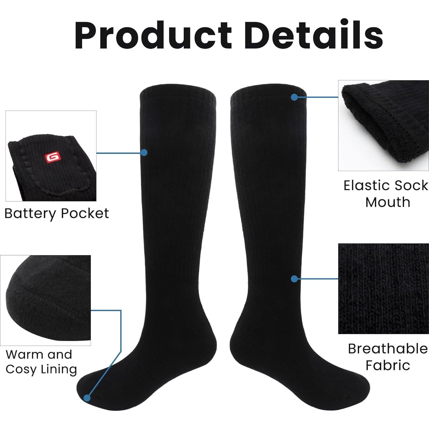 Calcetines Calentados QILOVE 3.7V Recargables para Invierno