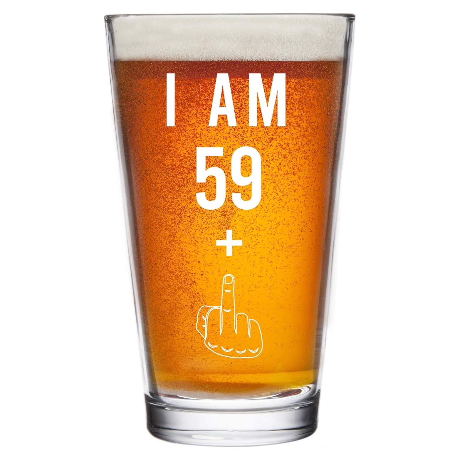 Vaso de Cerveza Gelid 16 oz 59 + Un Dedo Medio Cumpleaños 60