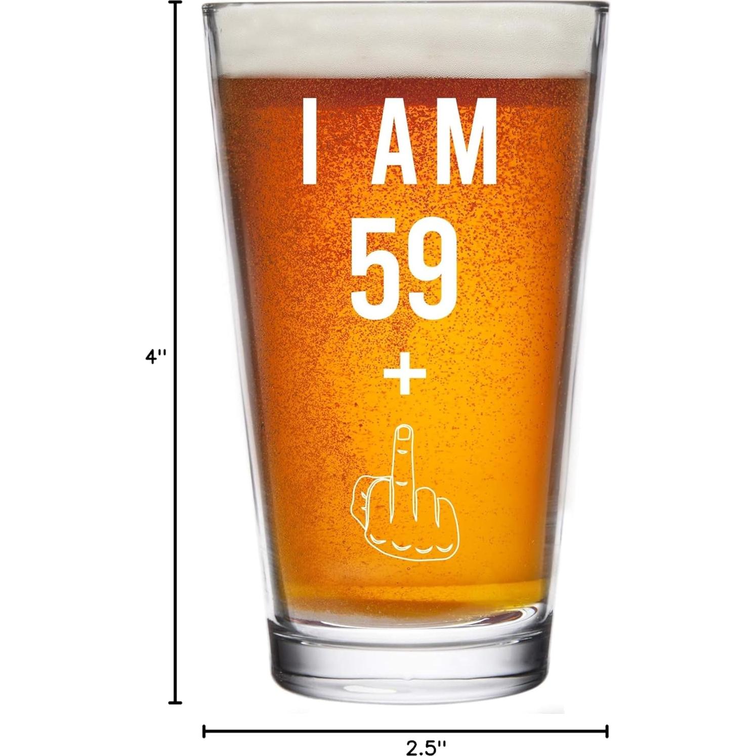 Vaso de Cerveza Gelid 16 oz 59 + Un Dedo Medio Cumpleaños 60