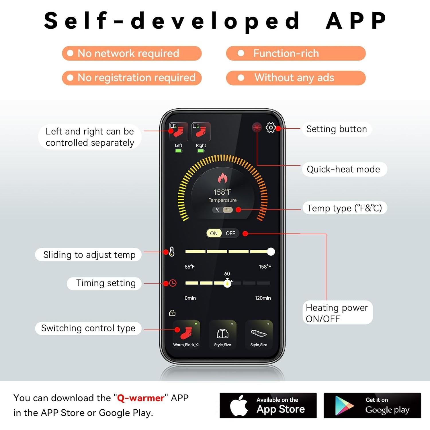 Calcetines Eléctricos Calentados WASOTO 9V Recargables S